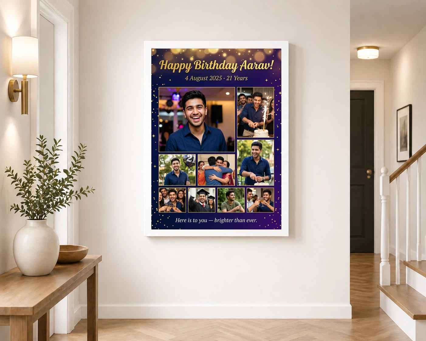 Birthday Photo Frame Collage Floral Elegant Celebration Photo Frame, view 6