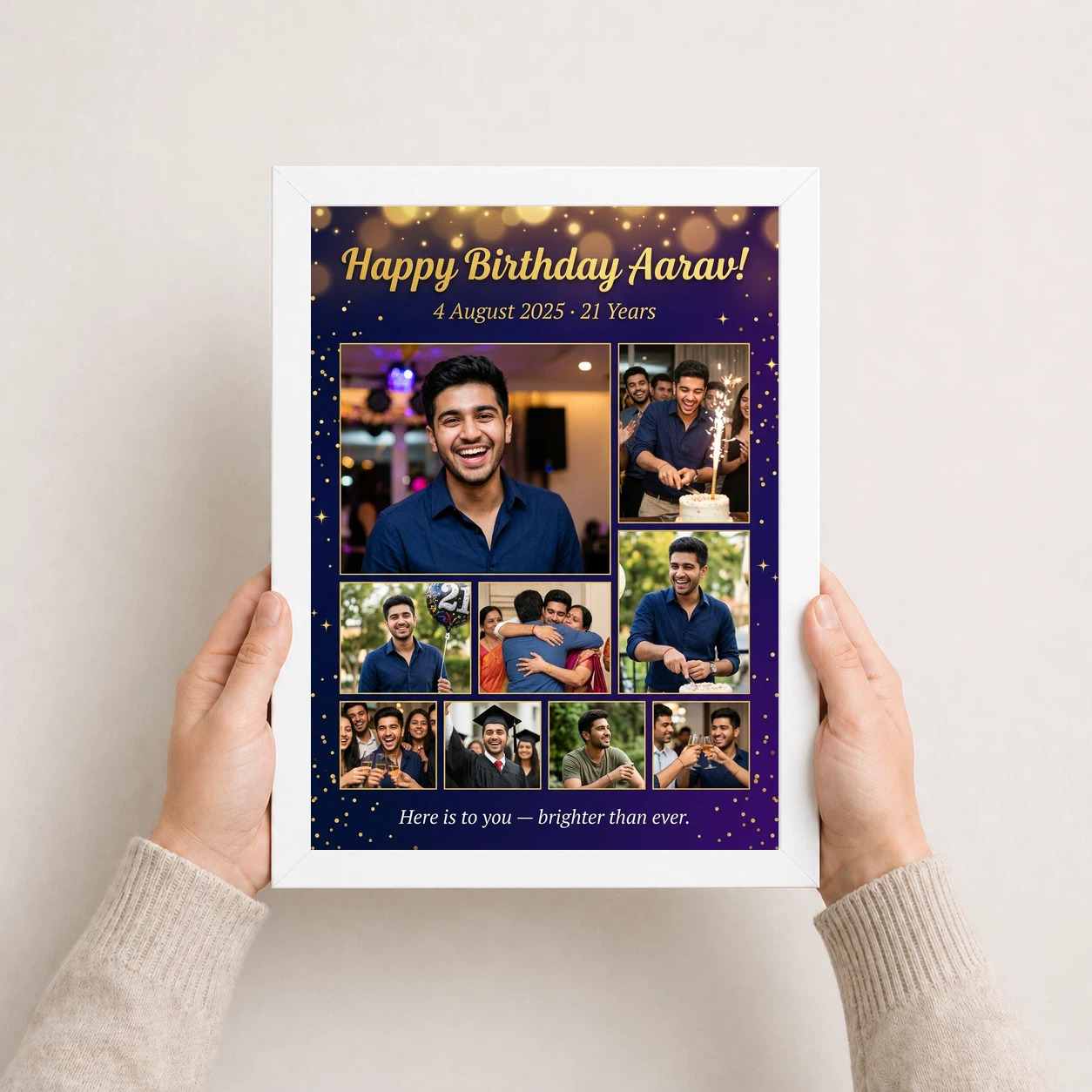 Birthday Photo Frame Collage Floral Elegant Celebration Photo Frame, view 7
