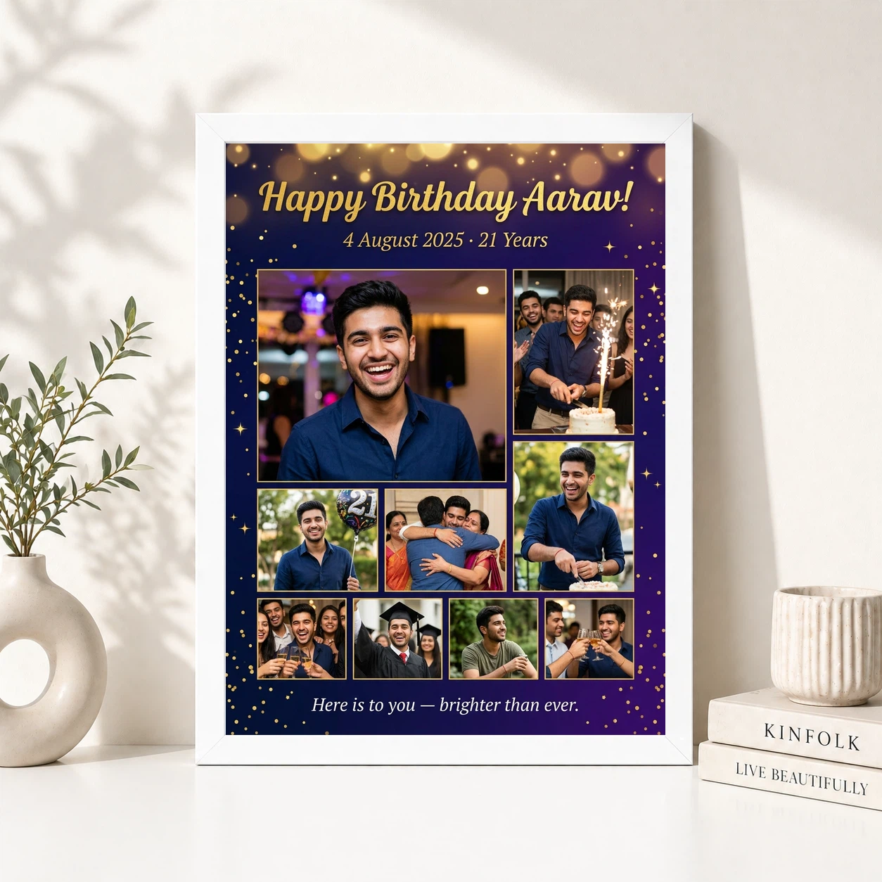 Birthday Photo Frame Collage Floral Elegant Celebration Photo Frame, view 8