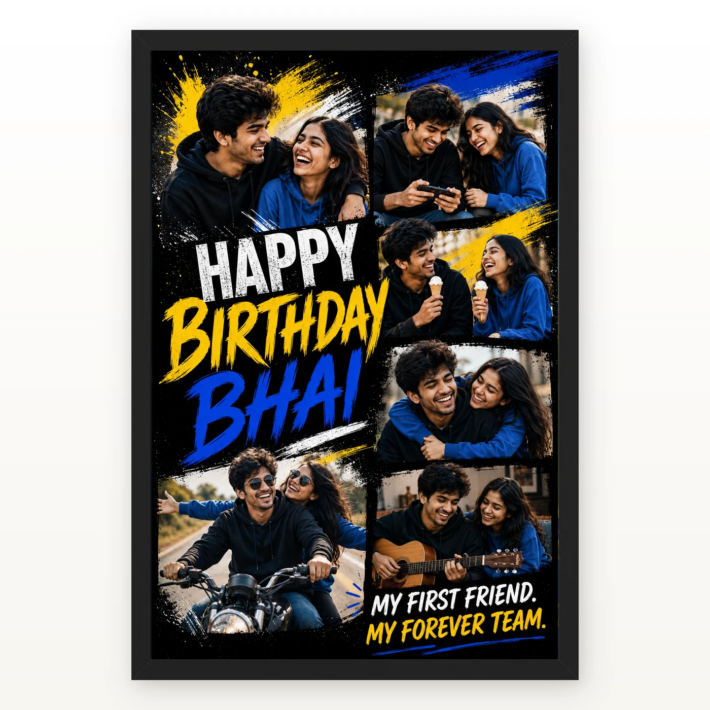 Birthday Photo Frame Collage for Brother with Street Style Vibe