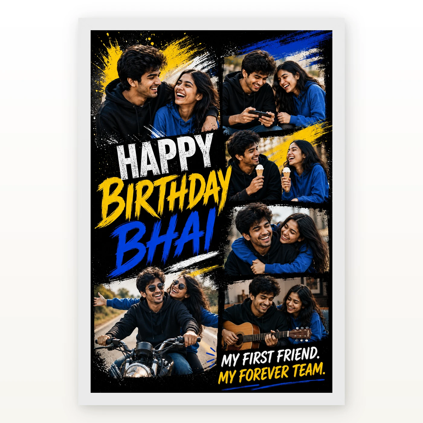Birthday Photo Frame Collage for Brother with Street Style Vibe, view 2