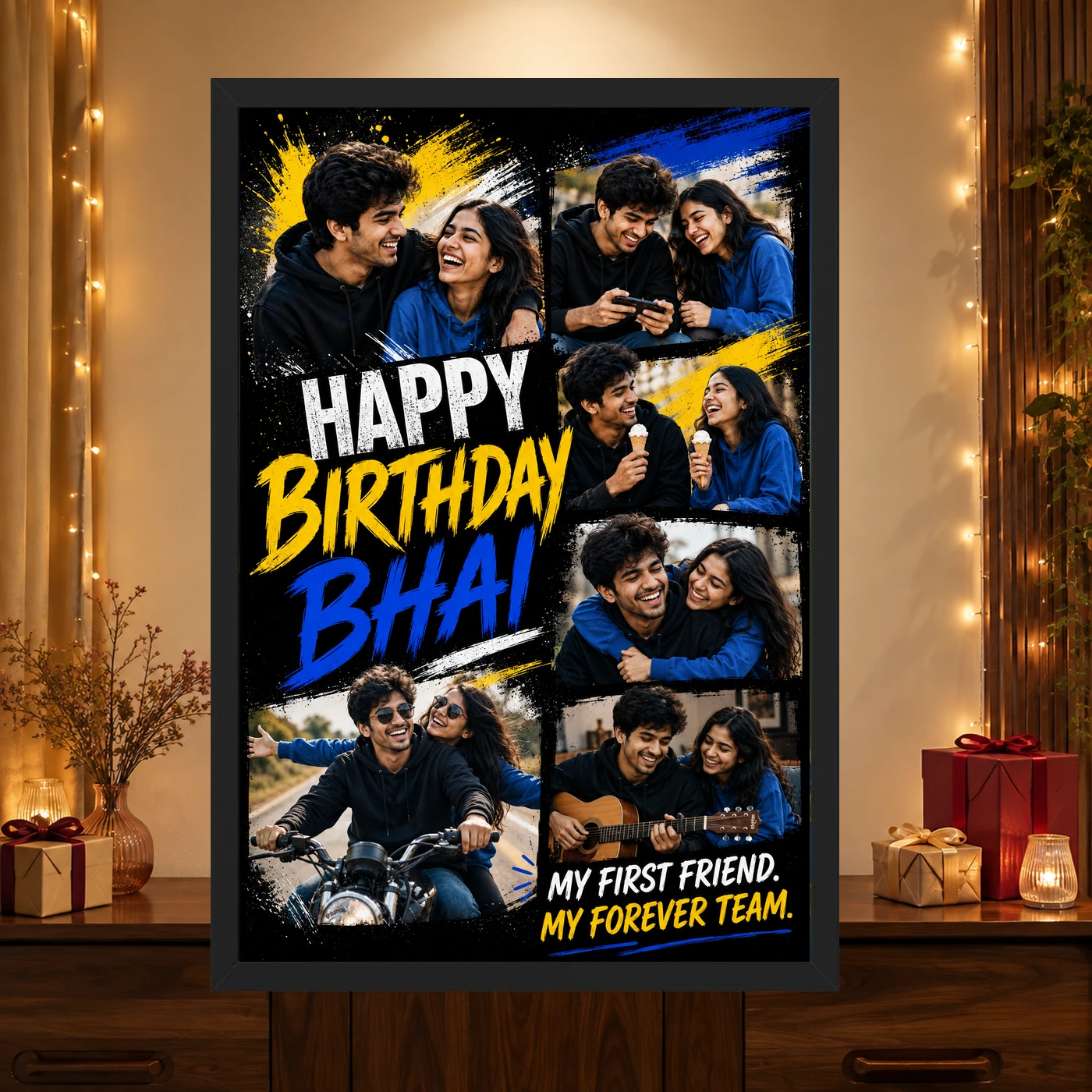 Birthday Photo Frame Collage for Brother with Street Style Vibe, view 4