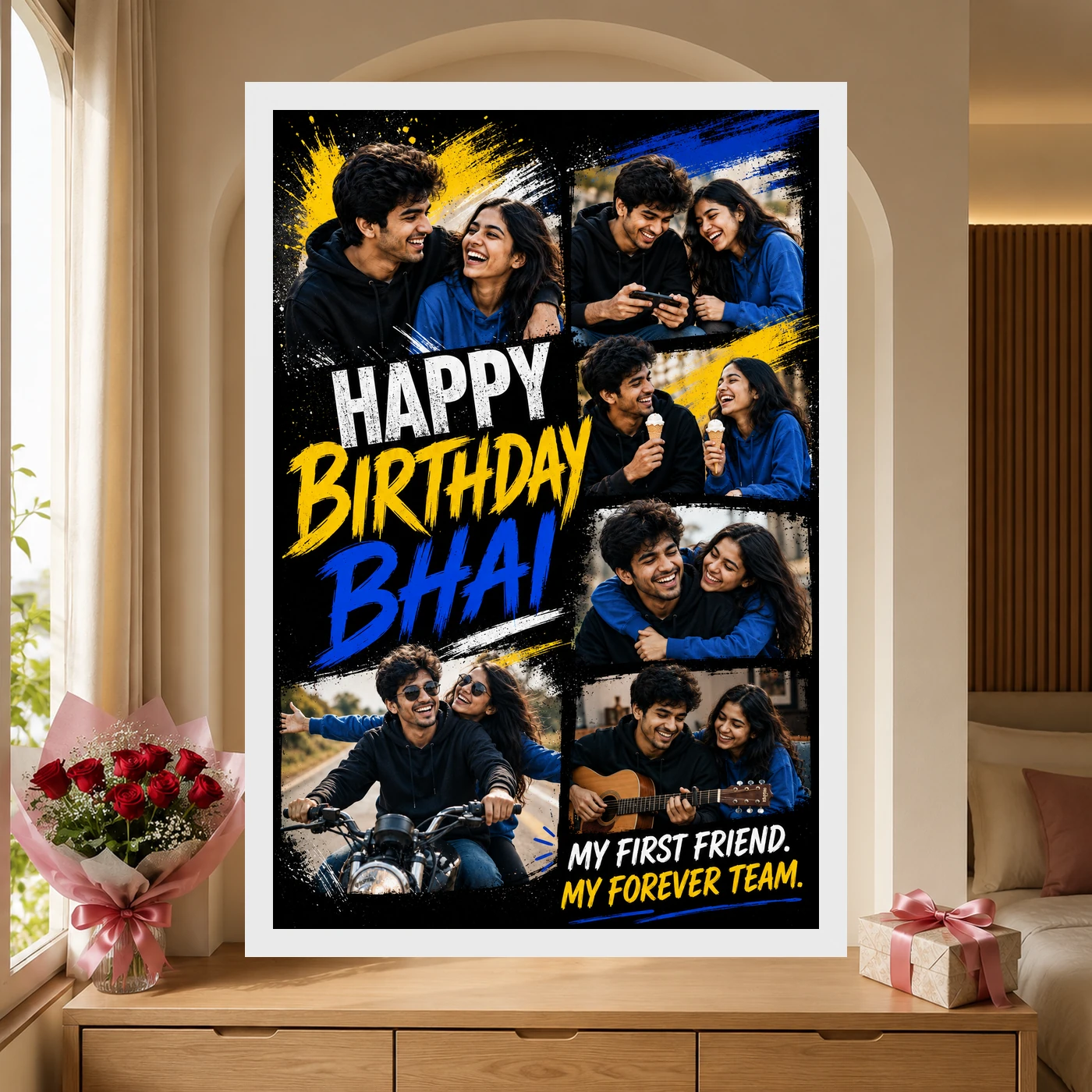 Birthday Photo Frame Collage for Brother with Street Style Vibe, view 6