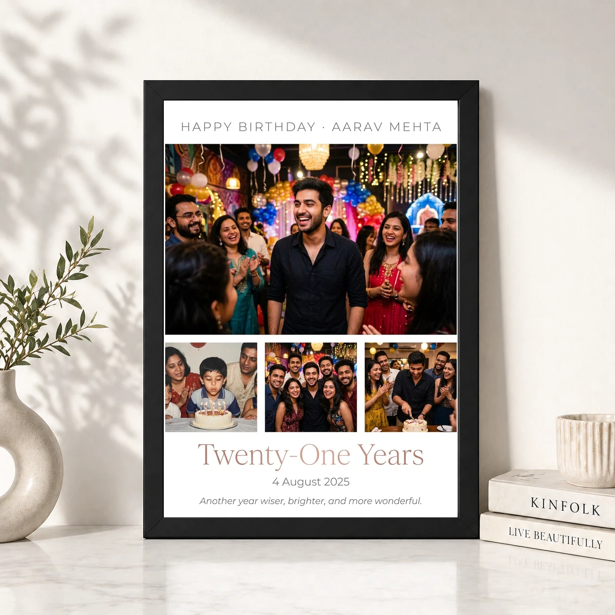 Birthday Photo Frame Collage Vintage Retro Memories Photo Frame, view 4