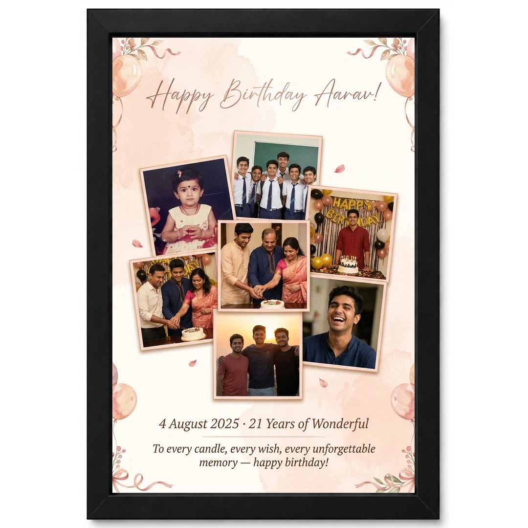 Birthday Photo Frame Collage Warm Candid Memories Celebration Photo Frame
