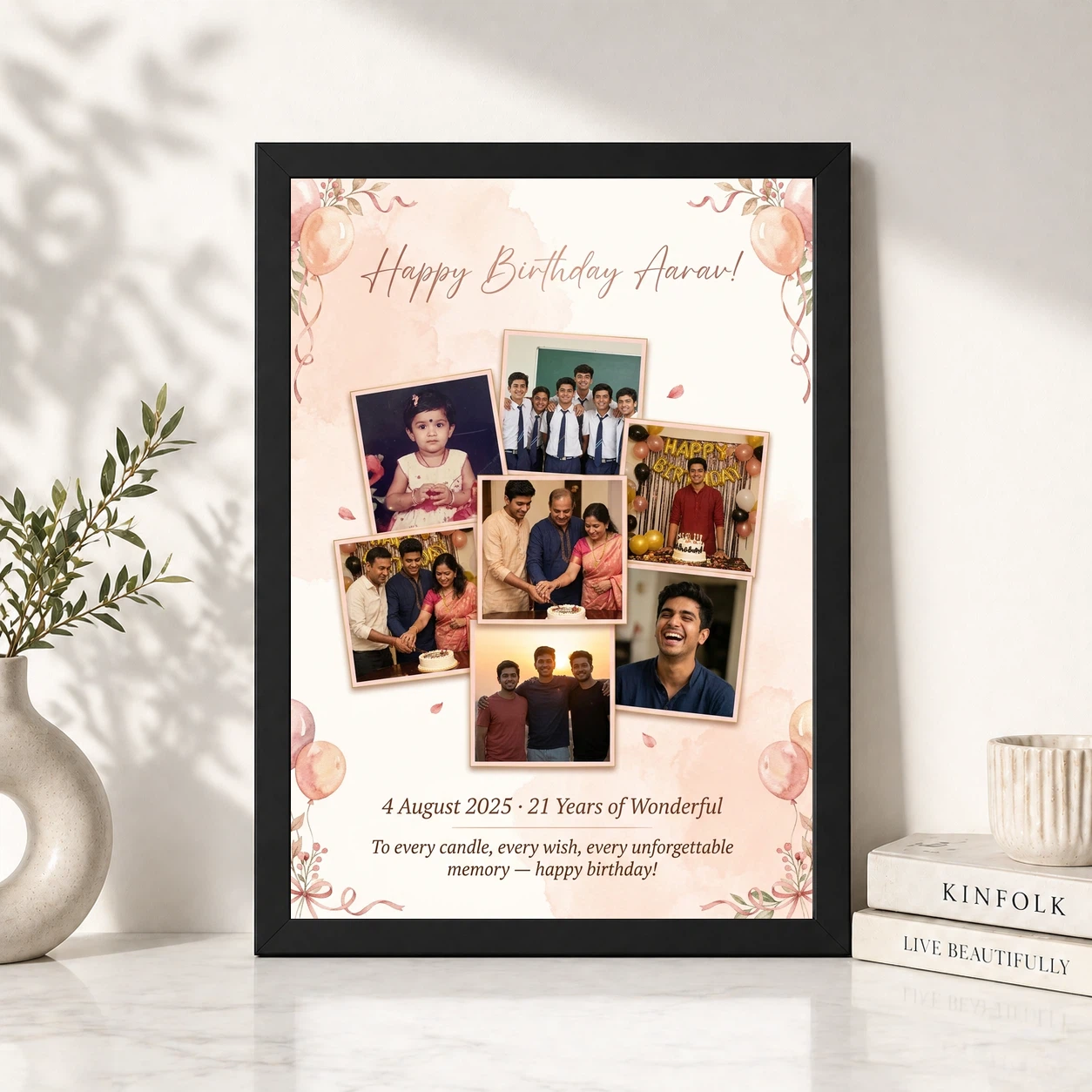 Birthday Photo Frame Collage Warm Candid Memories Celebration Photo Frame, view 4
