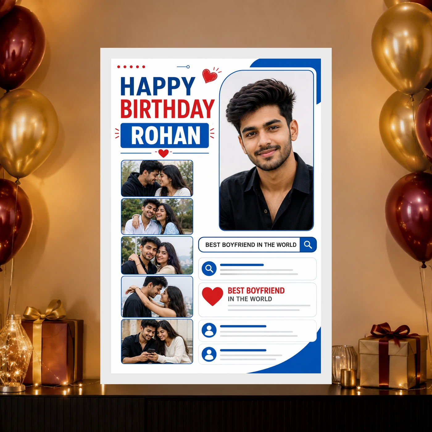 Birthday Photo Frame for Boyfriend Forever Person Design, view 10