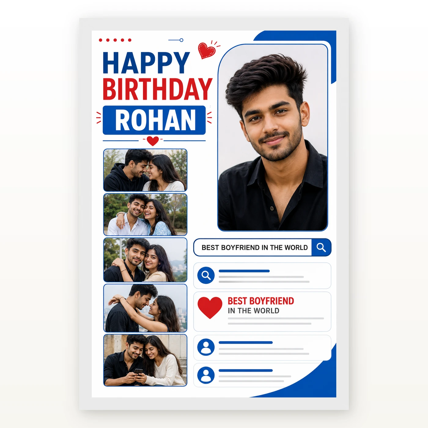 Birthday Photo Frame for Boyfriend Forever Person Design, view 2