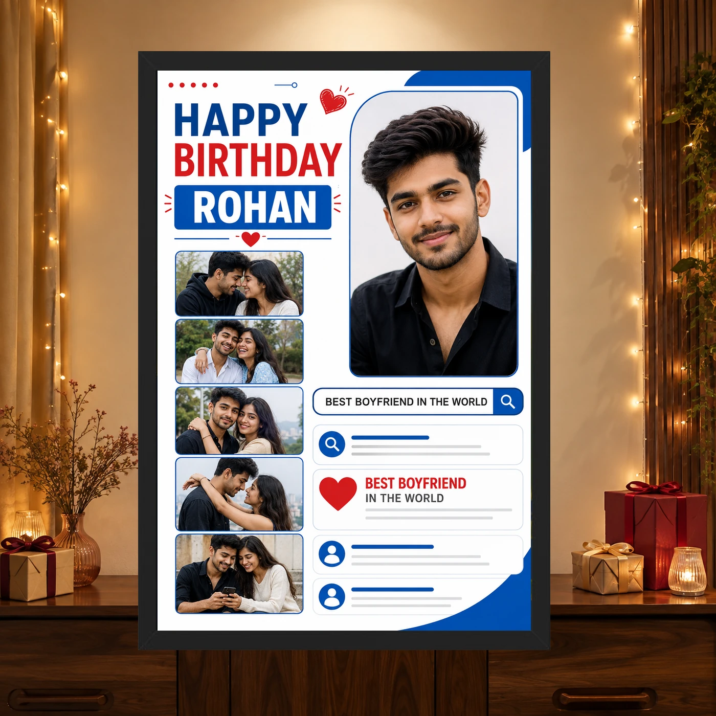 Birthday Photo Frame for Boyfriend Forever Person Design, view 4