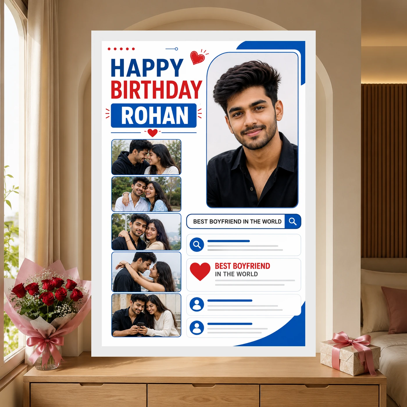 Birthday Photo Frame for Boyfriend Forever Person Design, view 6