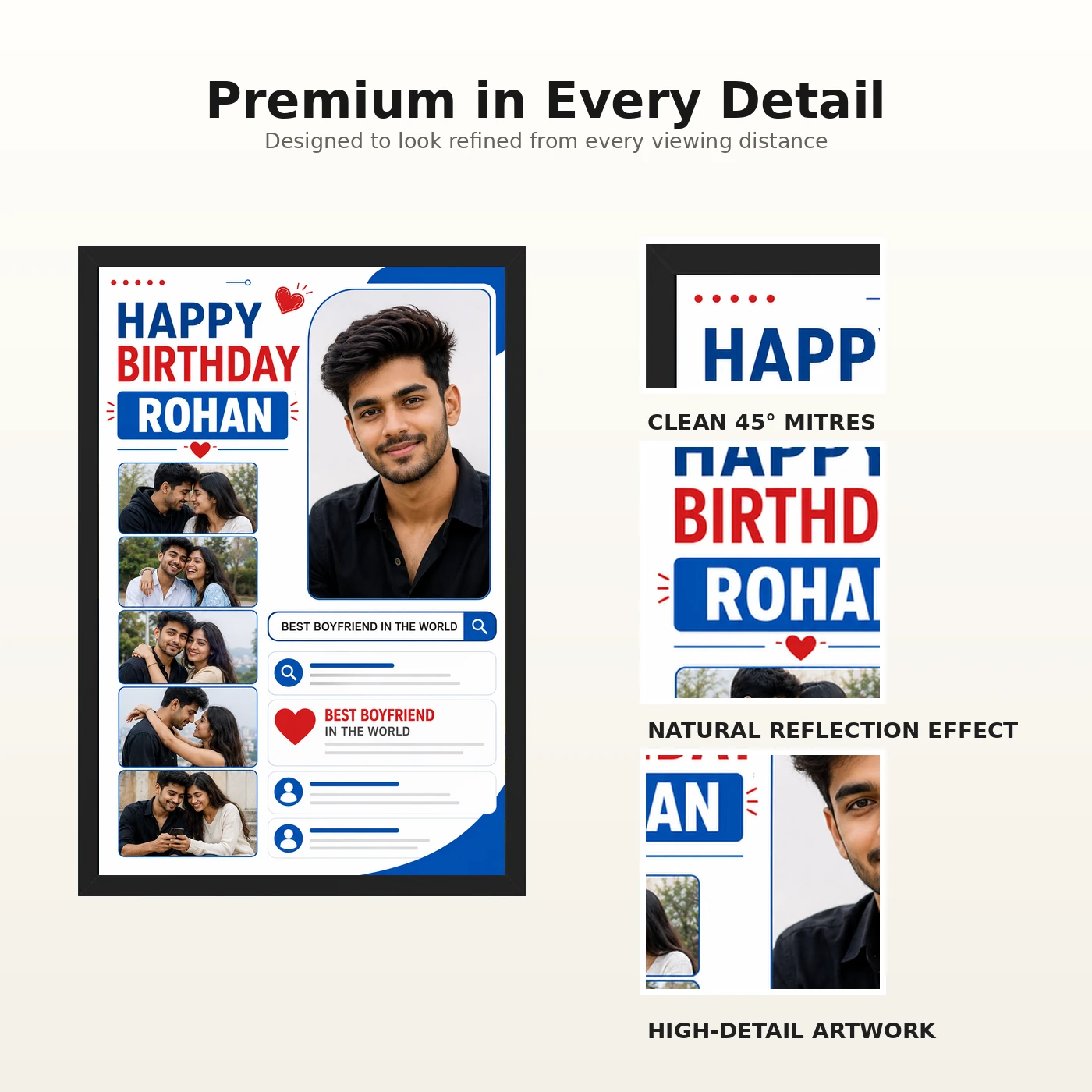 Birthday Photo Frame for Boyfriend Forever Person Design, view 9