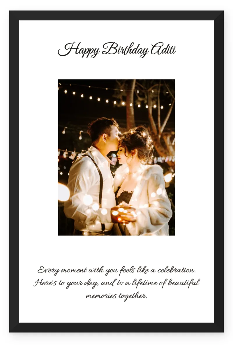 Birthday Photo Frame for Girlfriend with 1 Photo - Minimal Portrait for Her