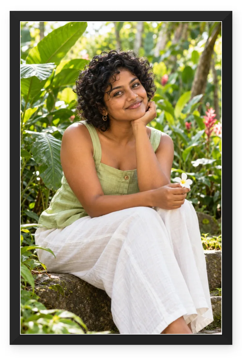 Birthday Photo Frame for Girlfriend with 1 Photo - Tropical Garden Portrait