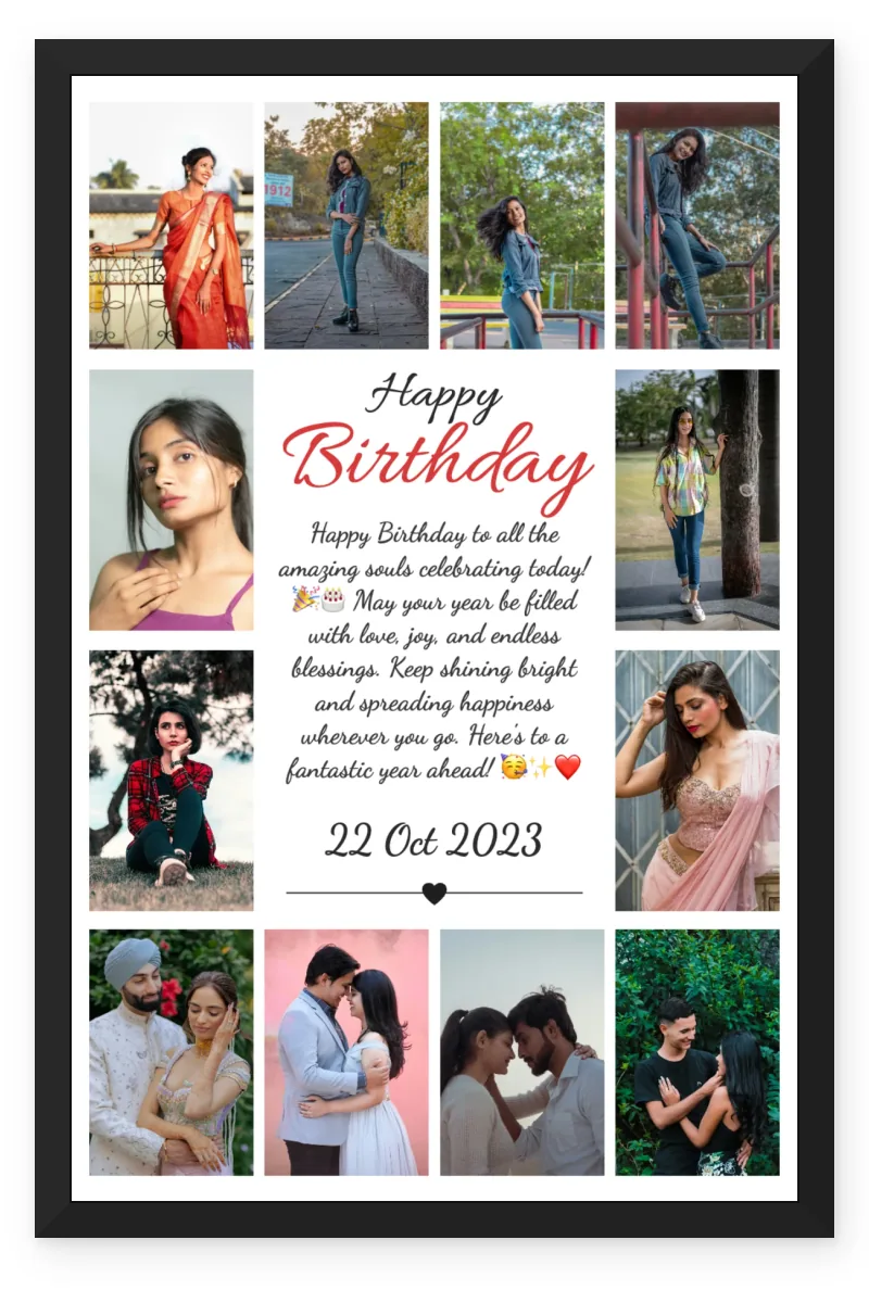 Birthday Photo Frame for Girlfriend with 12 Photos - Photo Collage