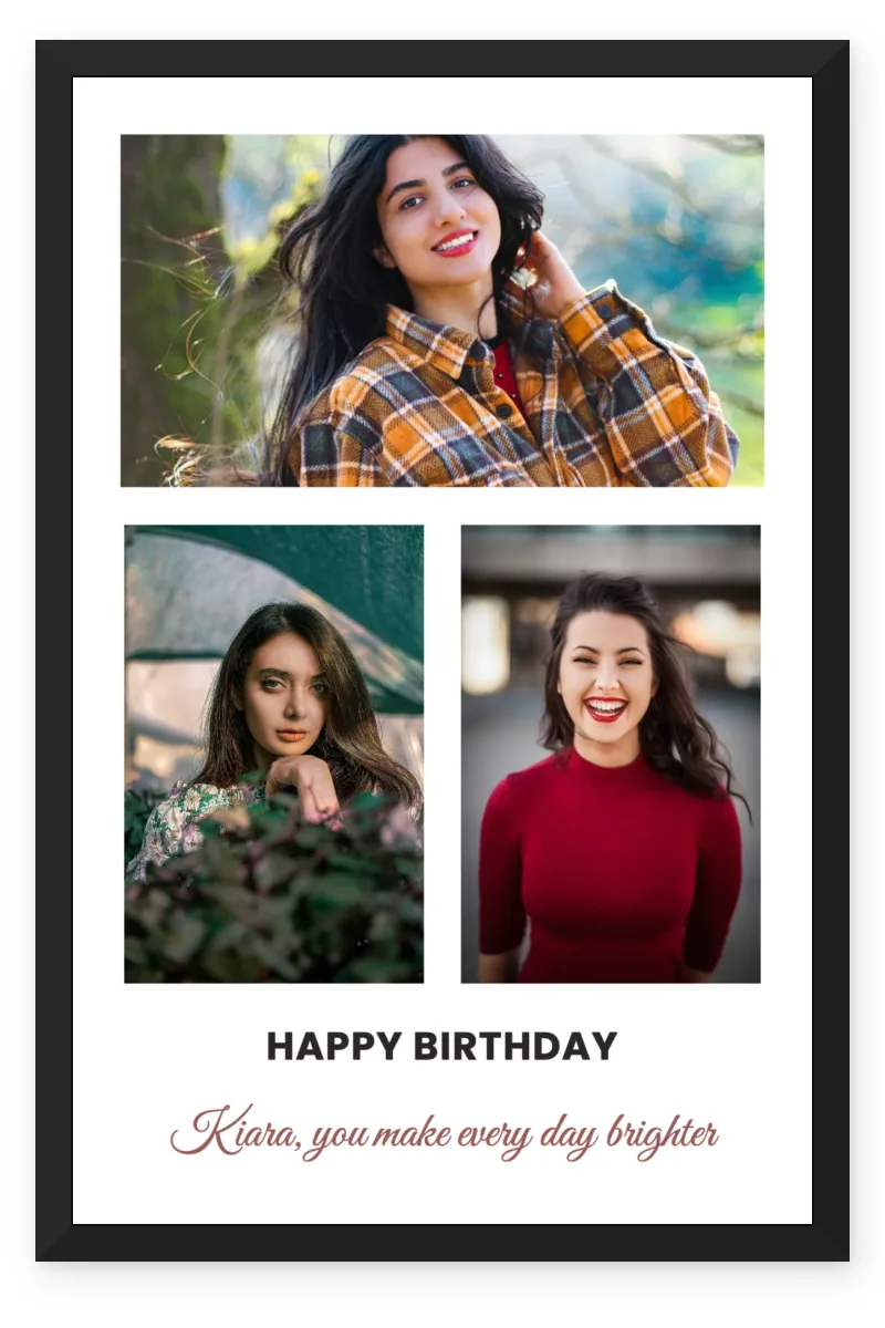 Birthday Photo Frame for Girlfriend with 3 Photos - Wife & Sister