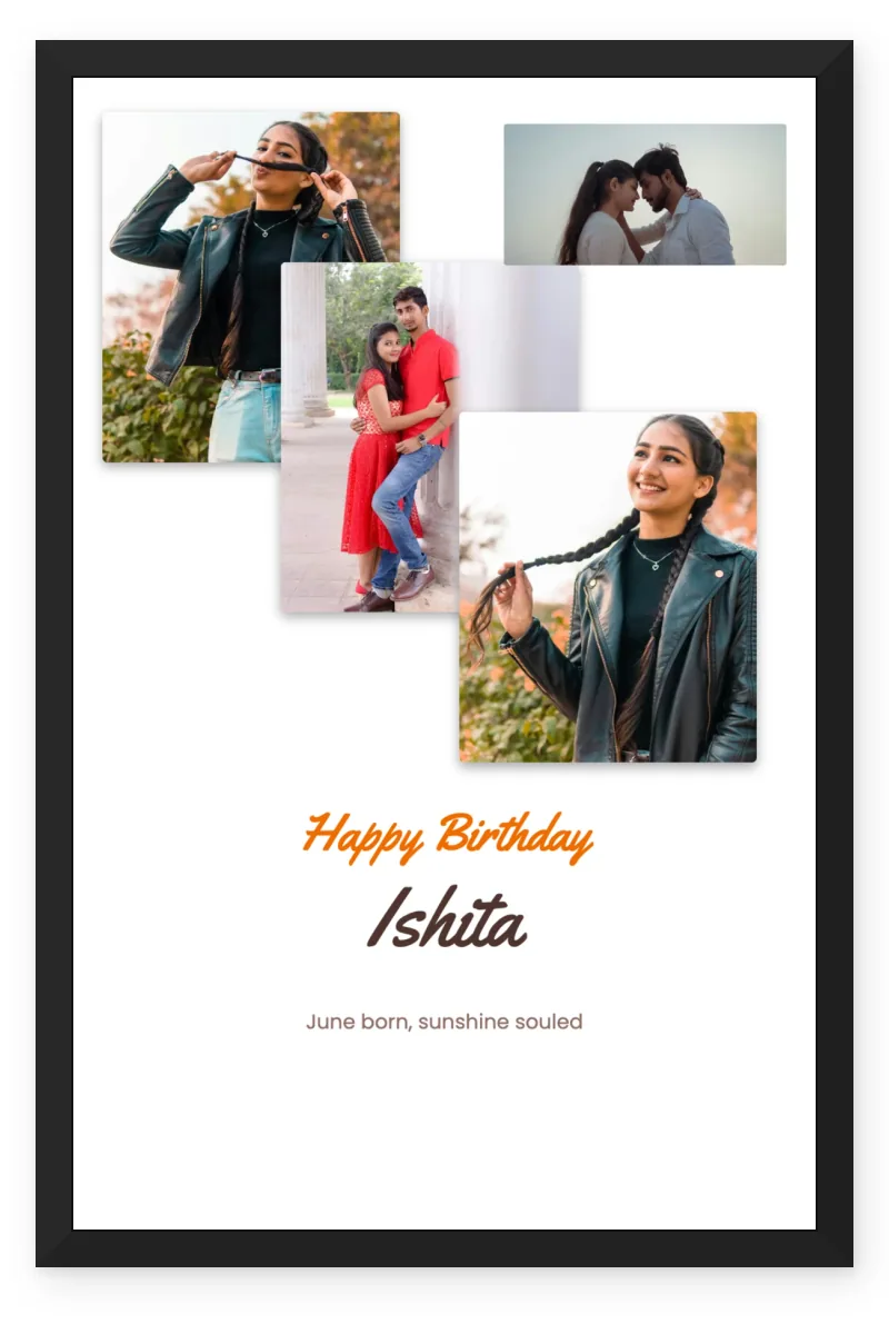 Birthday Photo Frame for Girlfriend with 4 Photos - Cute June
