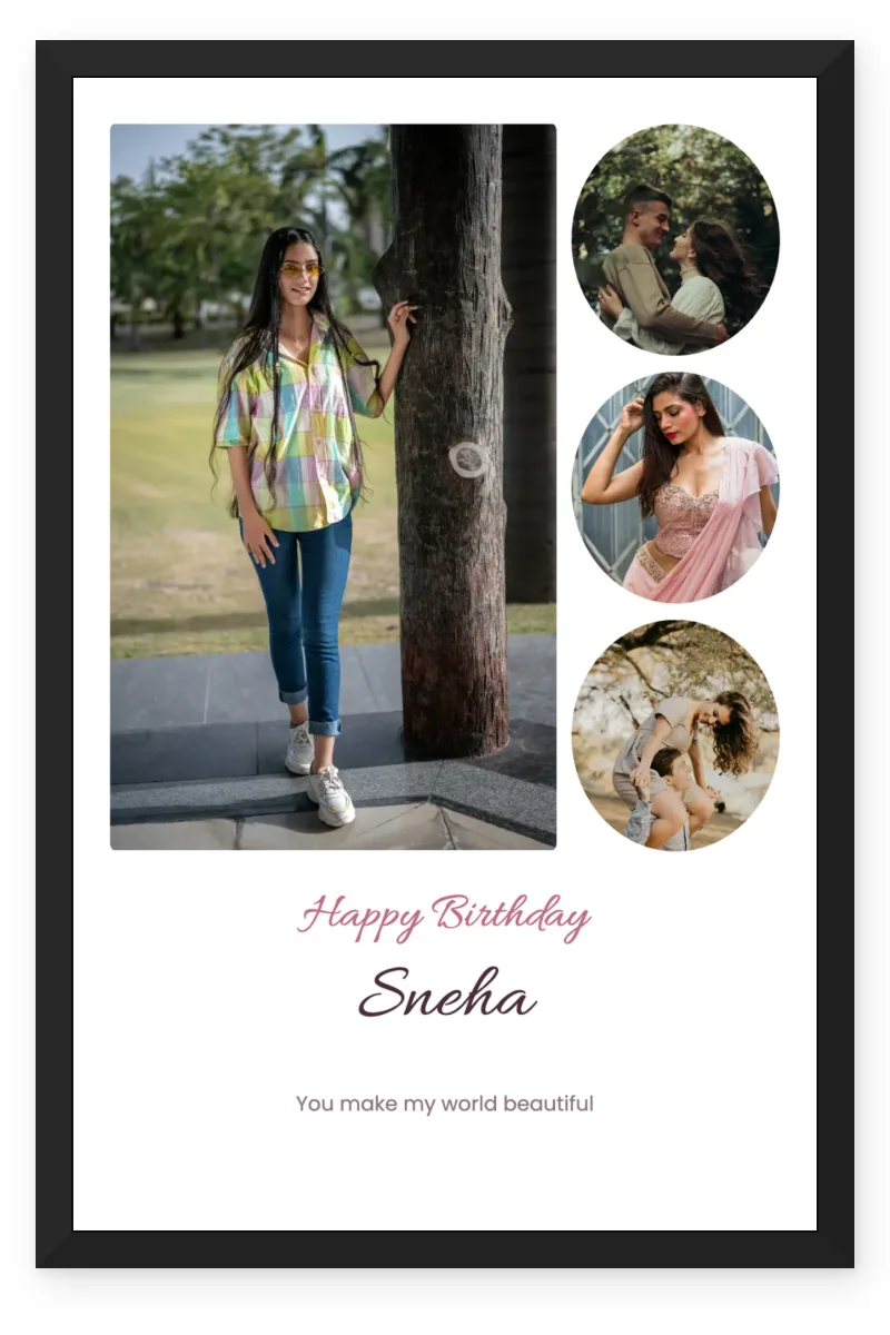 Birthday Photo Frame for Girlfriend with 4 Photos - Pastel Romantic