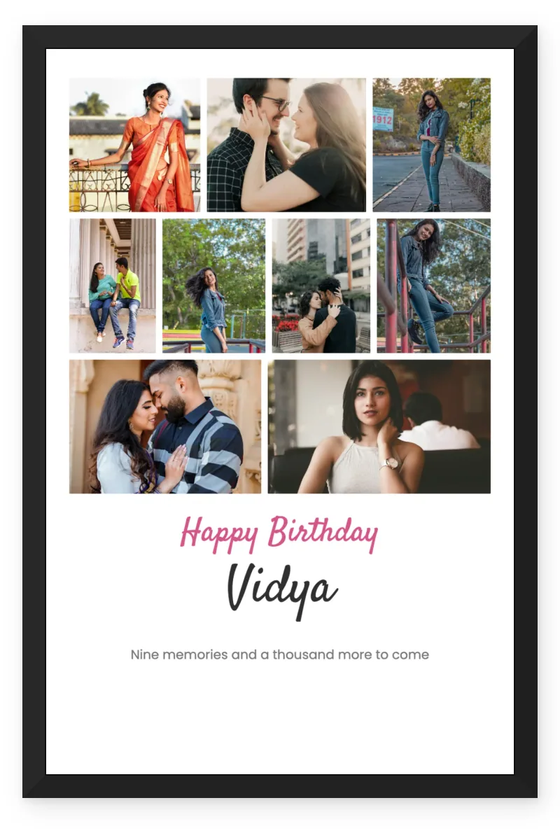 Birthday Photo Frame for Girlfriend with 9 to 10 Photos - Multi Photo Collage
