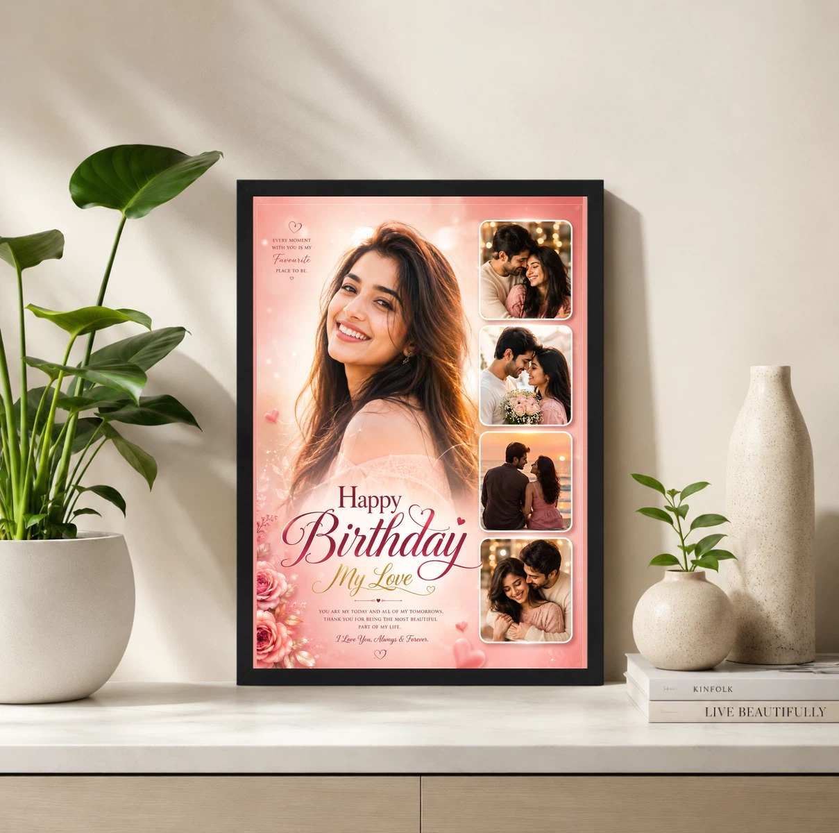 Birthday Photo Frame Wife Love Hearts Collage Personalised, view 2
