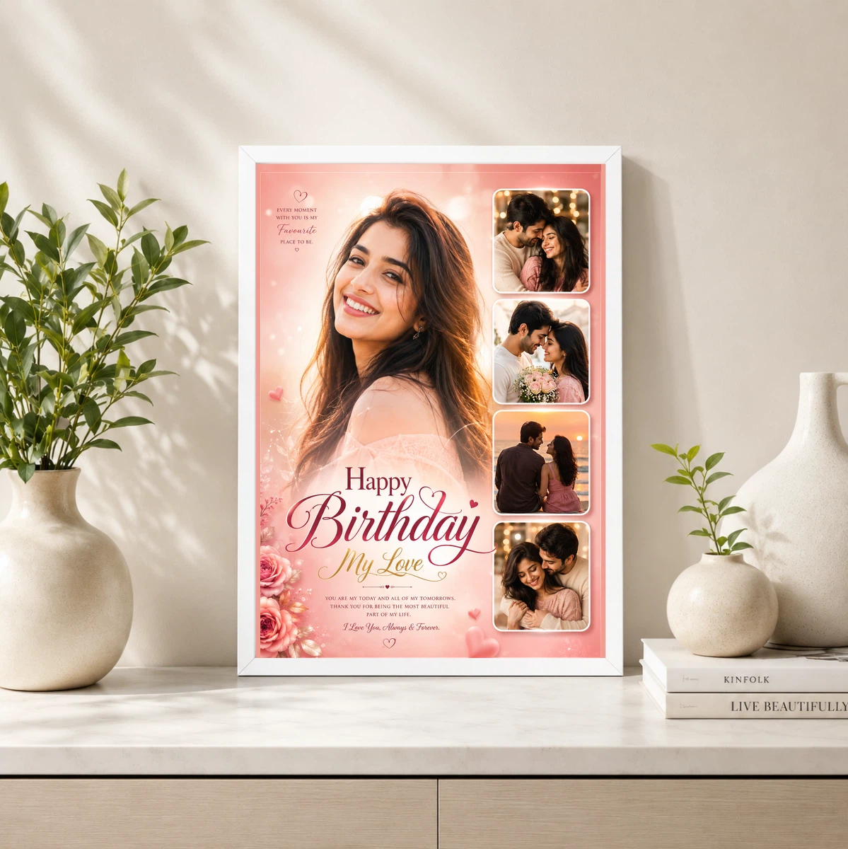 Birthday Photo Frame Wife Love Hearts Collage Personalised, view 4