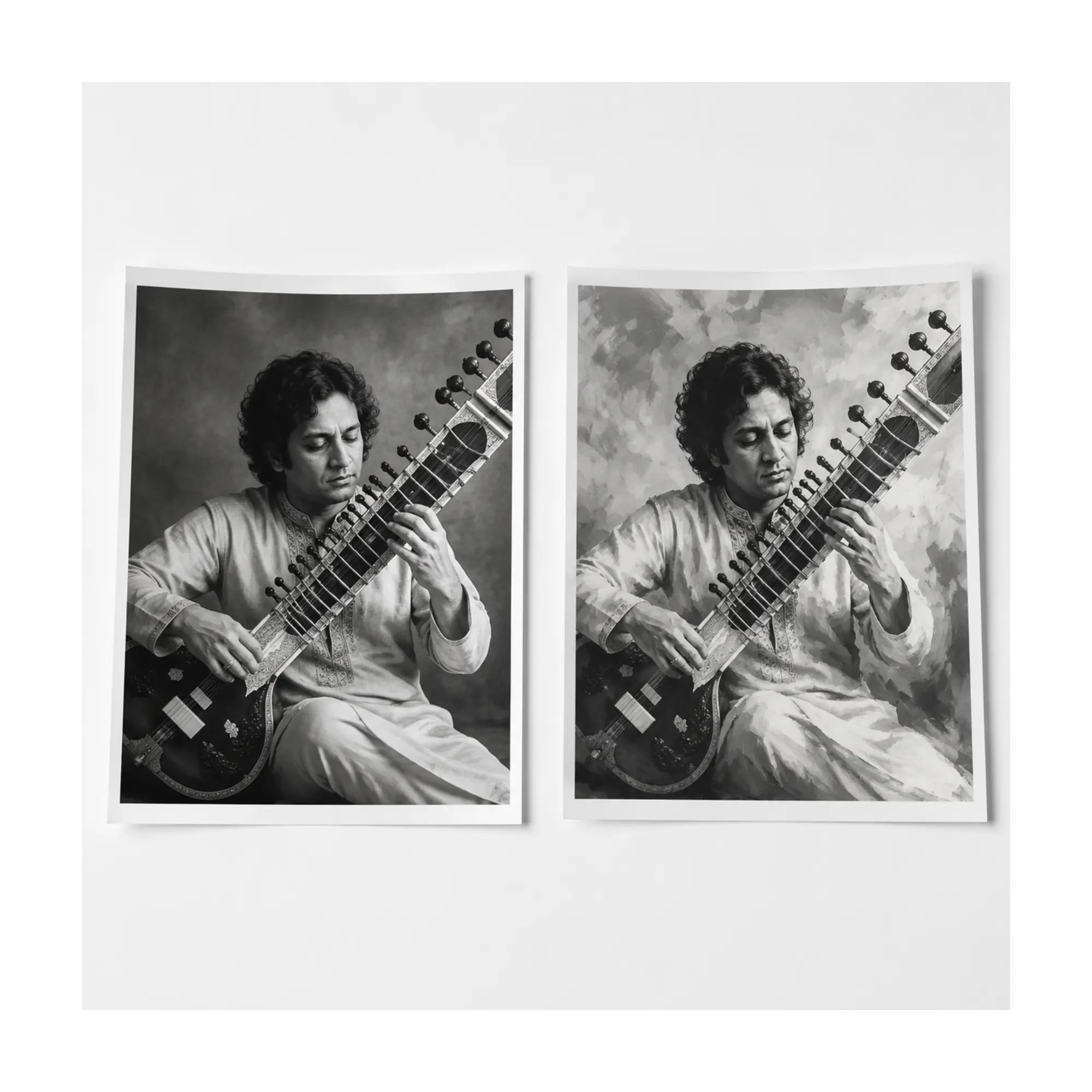 Black and White Digital Painting Photo Print