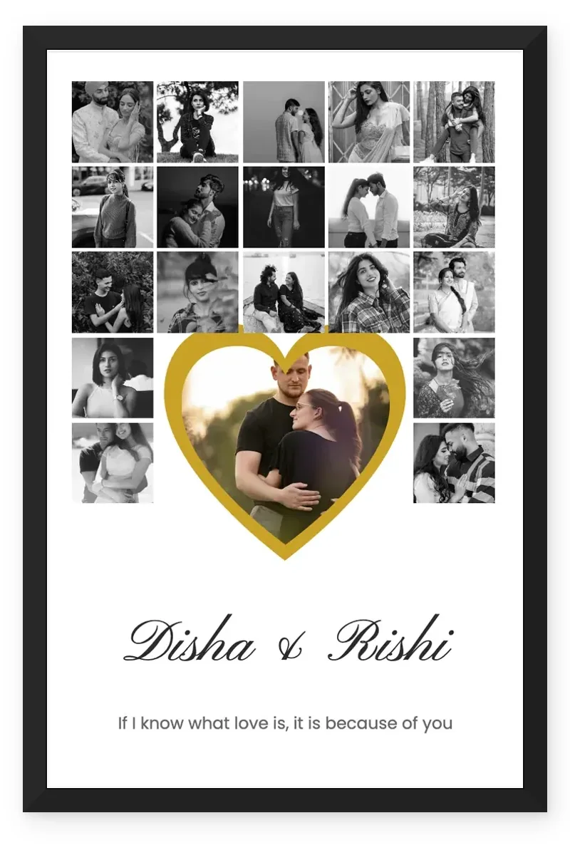 Black and White Photo Wall with Heart Frame