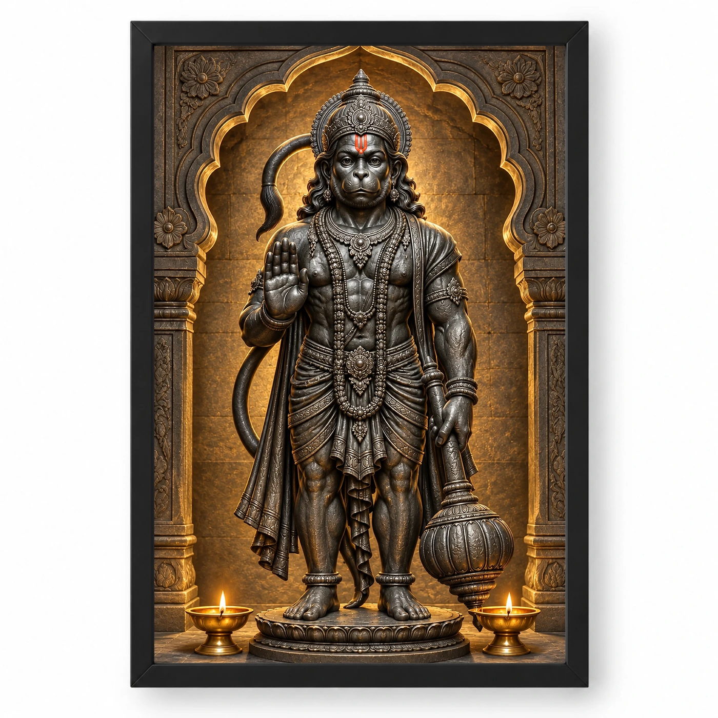 Black Stone Hanuman — Temple Serenity Frame