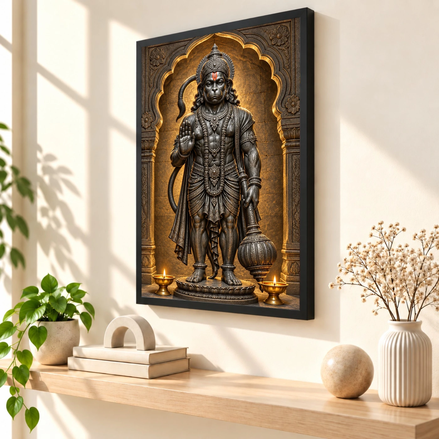 Black Stone Hanuman — Temple Serenity Frame, view 2