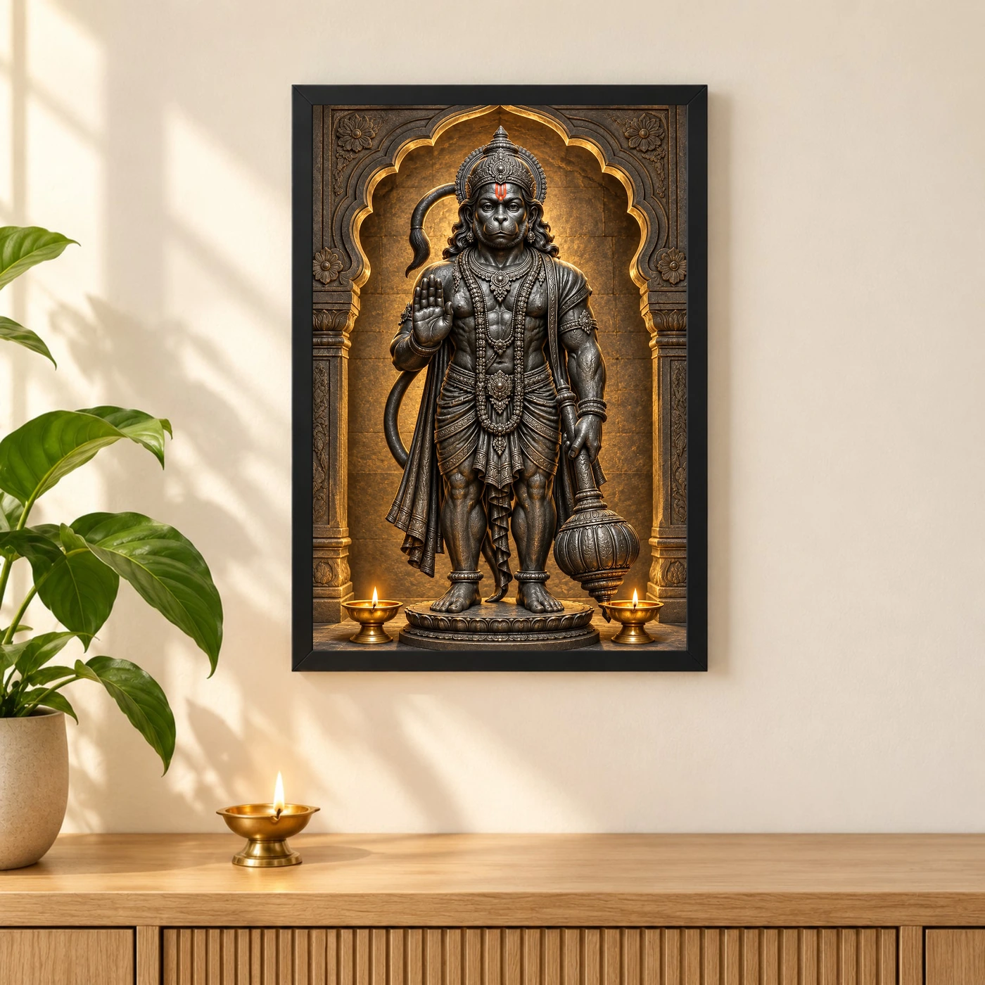 Black Stone Hanuman — Temple Serenity Frame, view 3