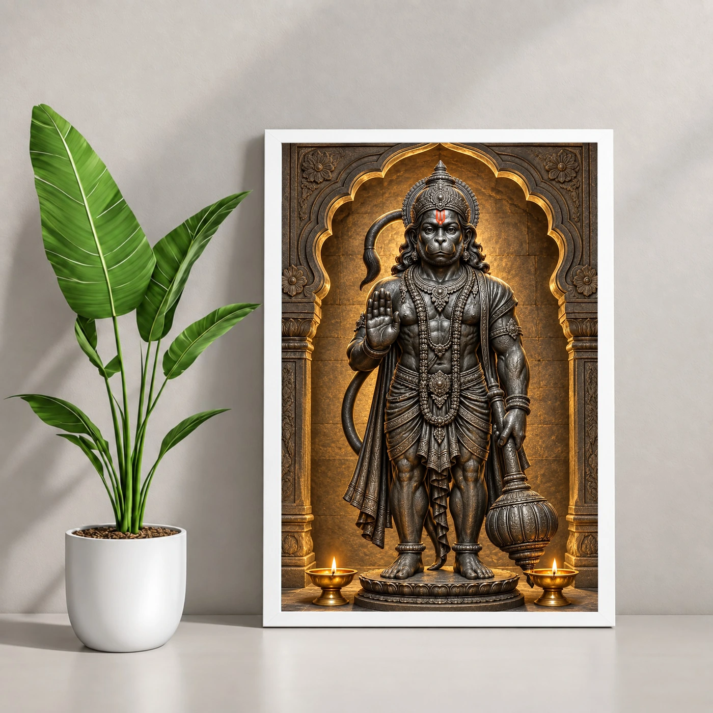 Black Stone Hanuman — Temple Serenity Frame, view 4