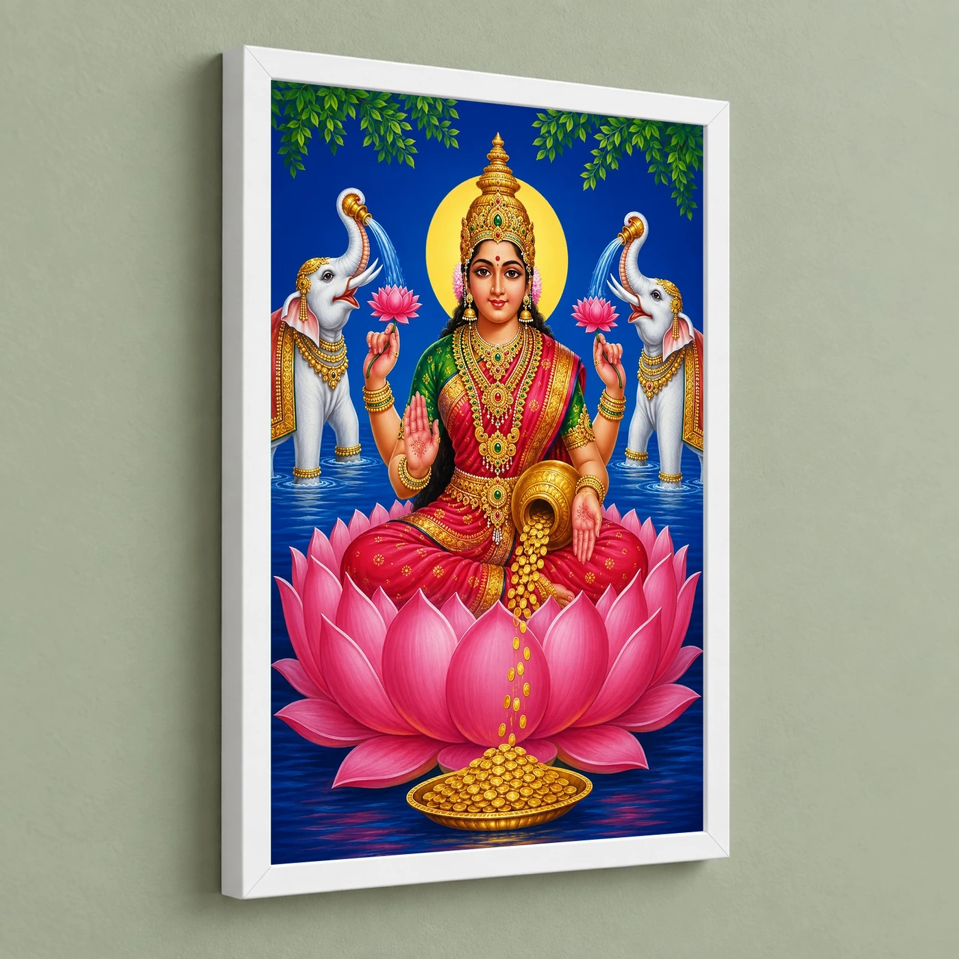 Blue Water Gaja Varalakshmi Photo Frame – Lotus Prosperity Art, view 5