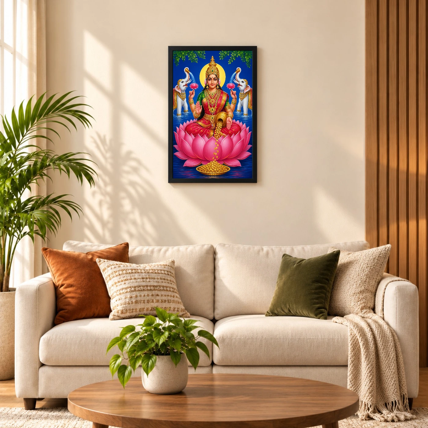 Blue Water Gaja Varalakshmi Photo Frame – Lotus Prosperity Art, view 8