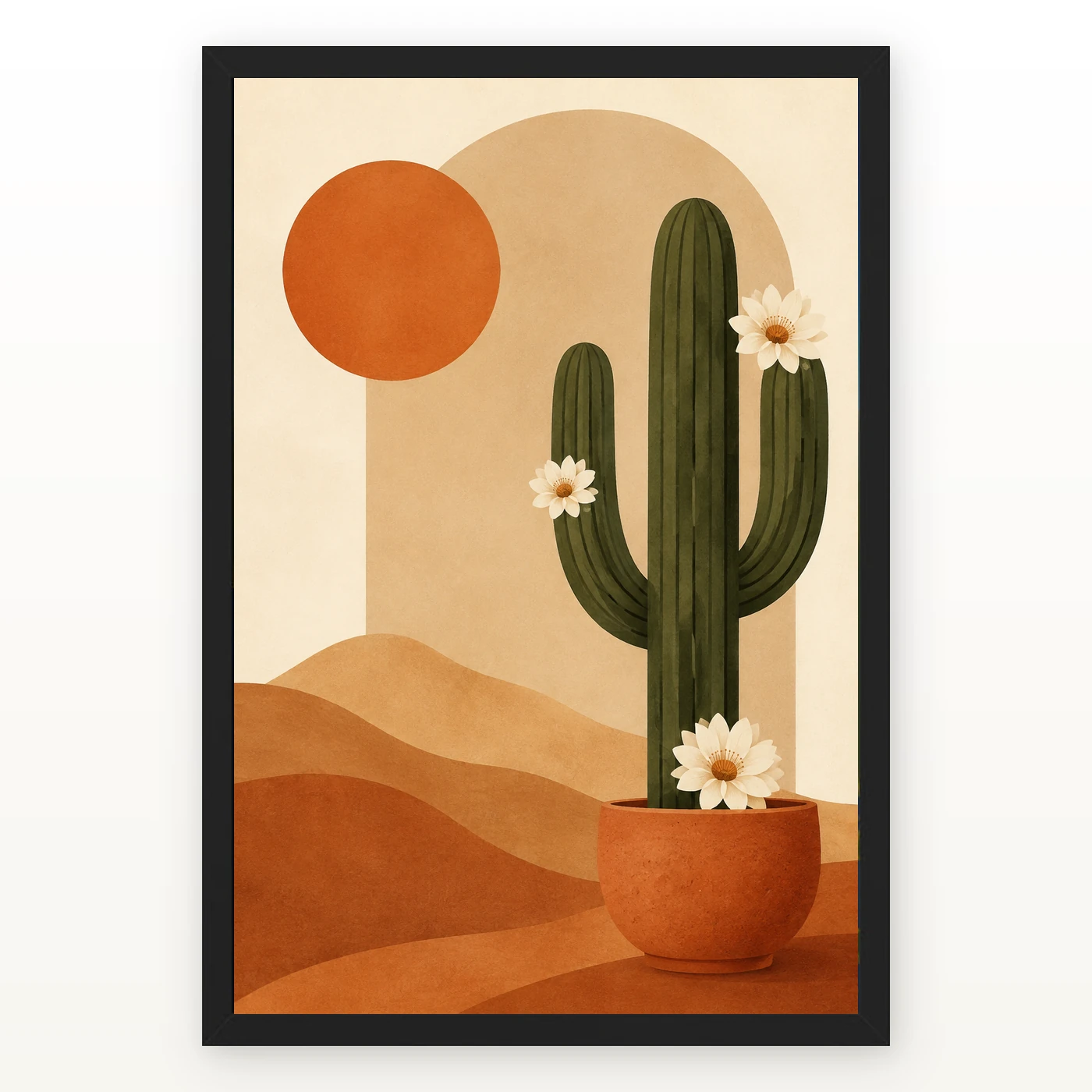 Boho Cactus Desert Minimal Cream Terracotta Modern Art Photo Frame