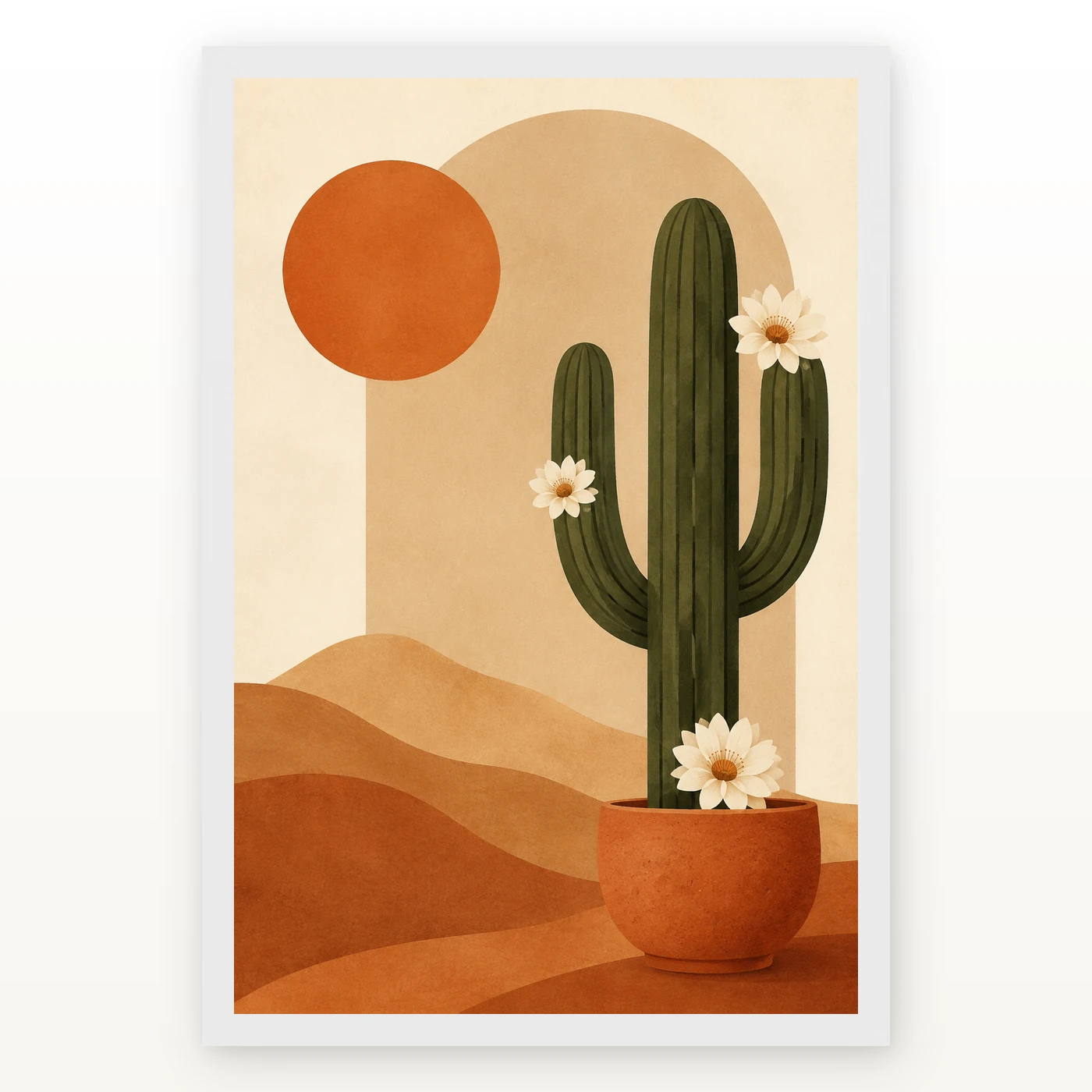 Boho Cactus Desert Minimal Cream Terracotta Modern Art Photo Frame, view 2