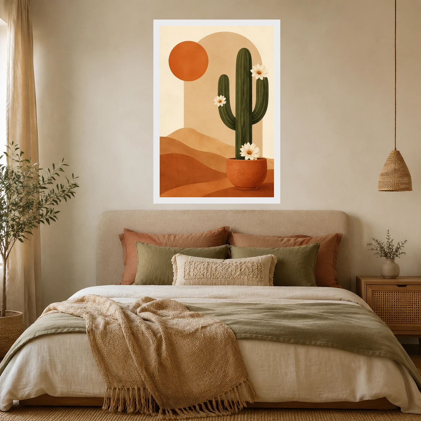 Boho Cactus Desert Minimal Cream Terracotta Modern Art Photo Frame, view 6
