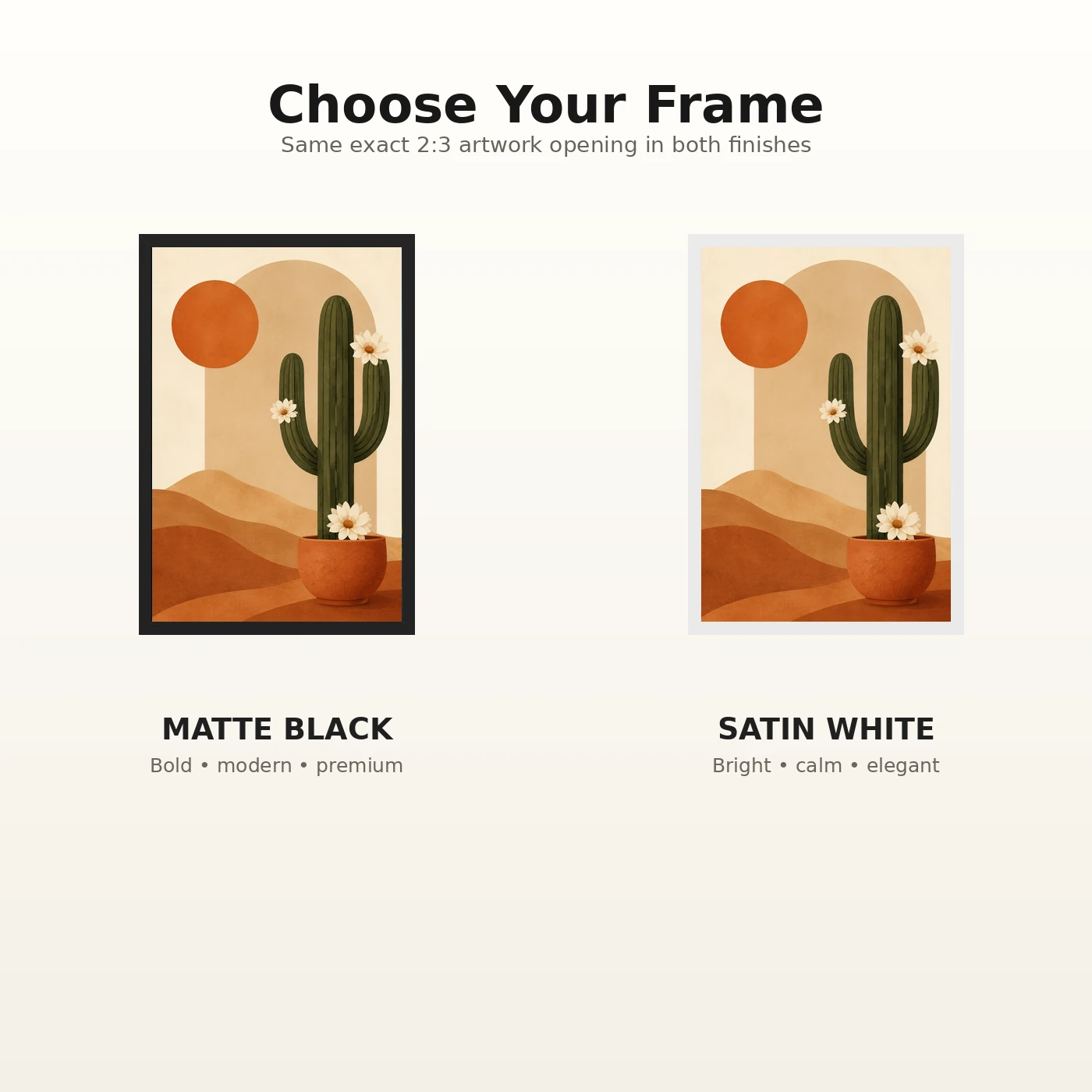Boho Cactus Desert Minimal Cream Terracotta Modern Art Photo Frame, view 7