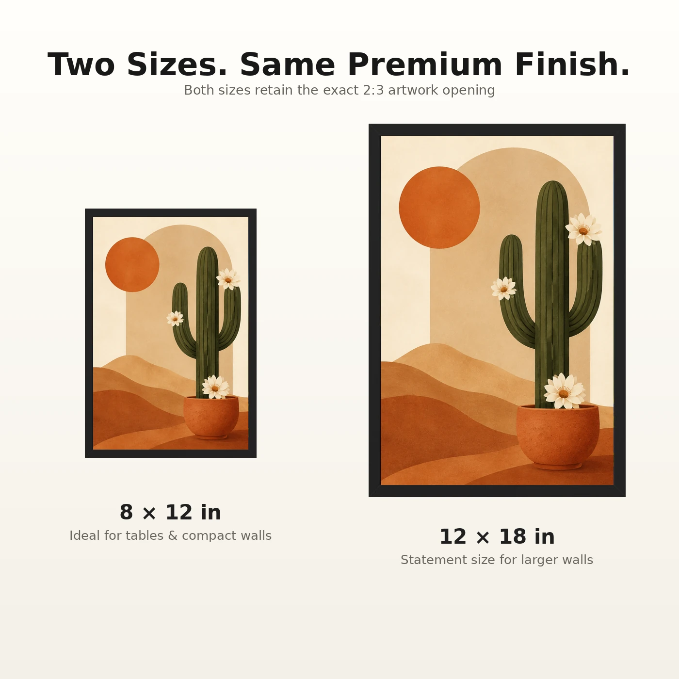 Boho Cactus Desert Minimal Cream Terracotta Modern Art Photo Frame, view 8