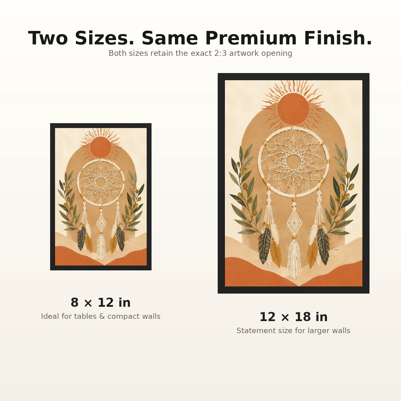 Boho Dreamcatcher Feathers Macrame Earth Tones Cream Art Photo Frame, view 8