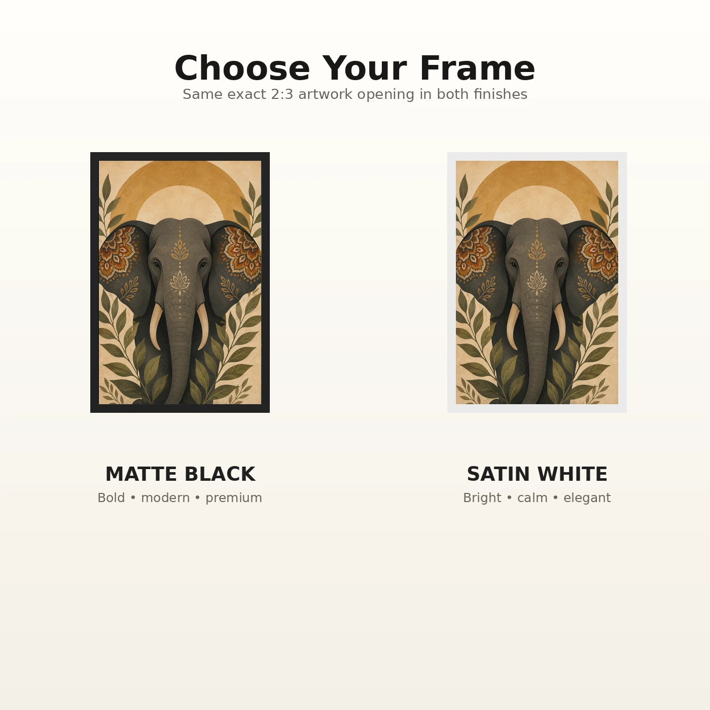 Boho Elephant Mandala Earthy Bohemian Art Photo Frame, view 7