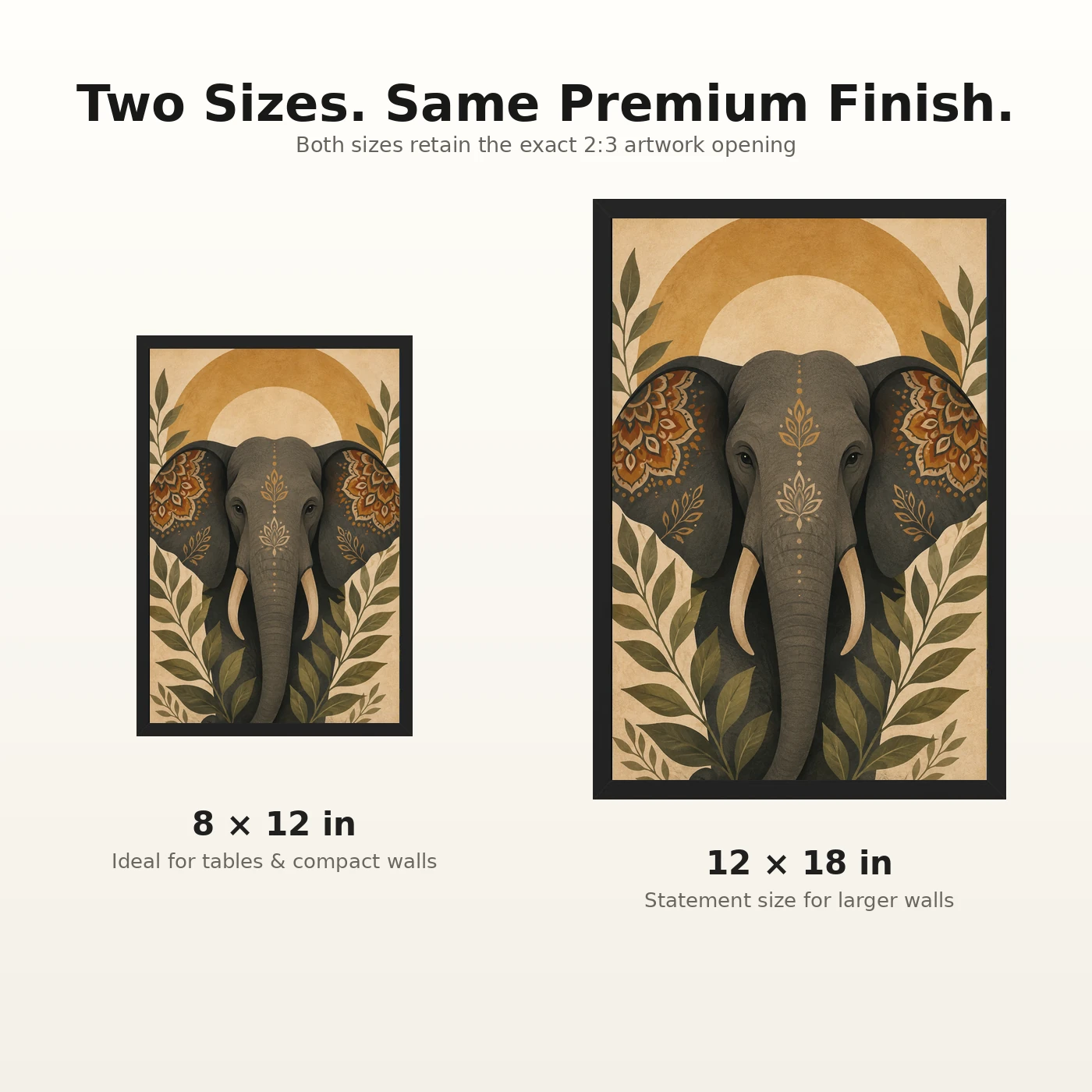Boho Elephant Mandala Earthy Bohemian Art Photo Frame, view 8
