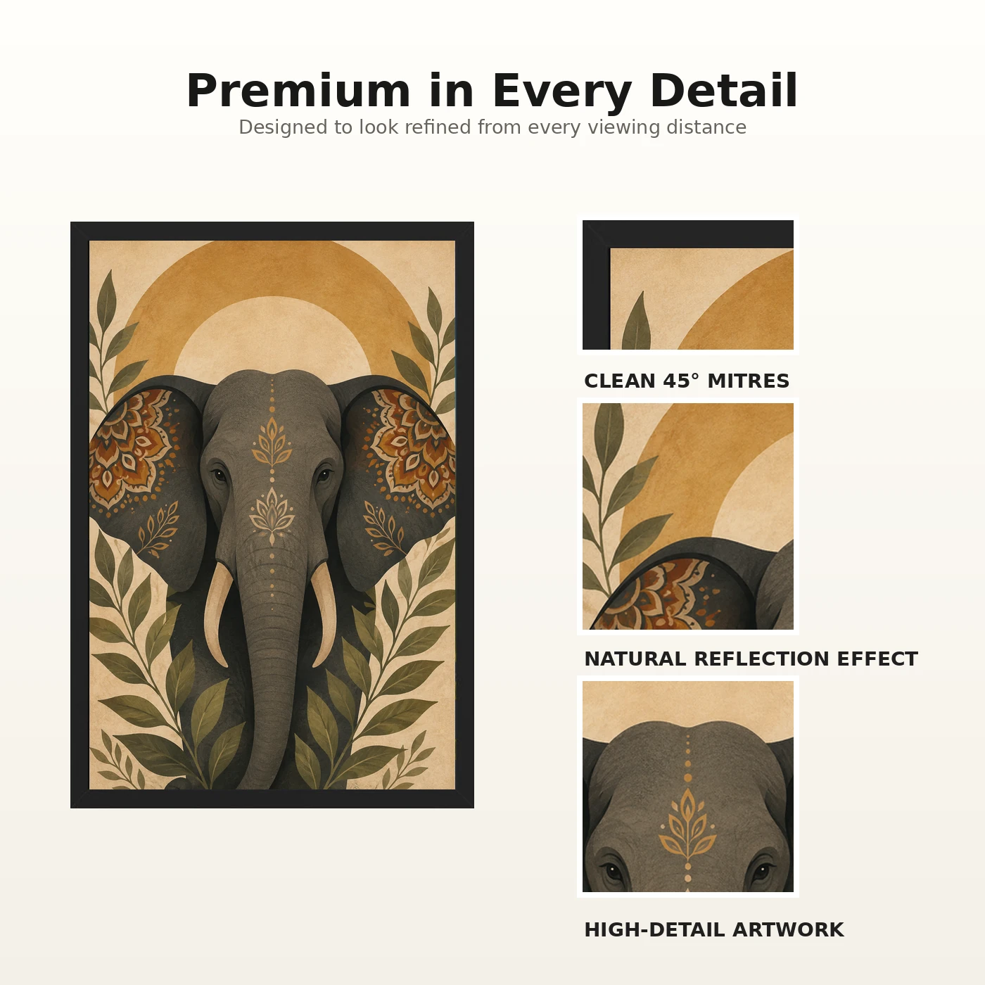 Boho Elephant Mandala Earthy Bohemian Art Photo Frame, view 9