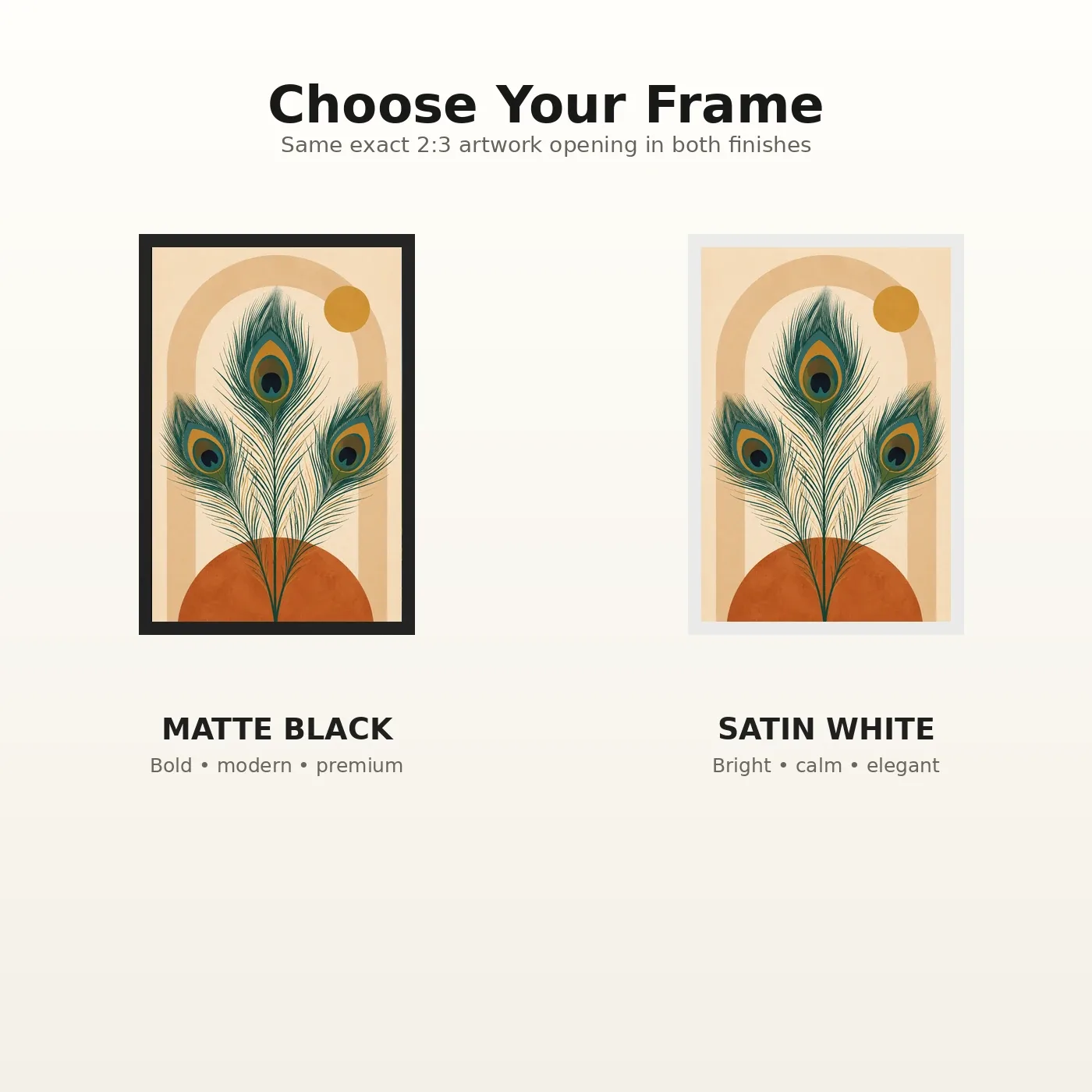 Boho Feathers Peacock Wild Earthy Watercolor Art Photo Frame, view 7
