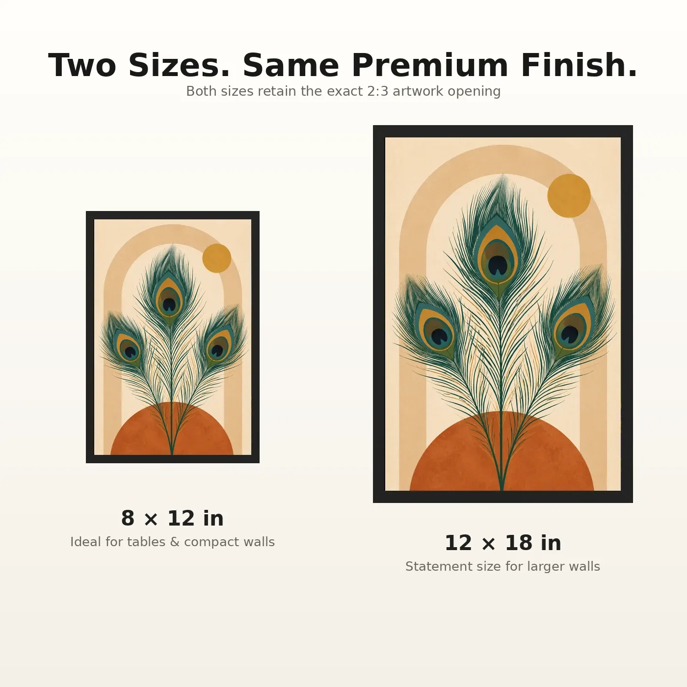 Boho Feathers Peacock Wild Earthy Watercolor Art Photo Frame, view 8