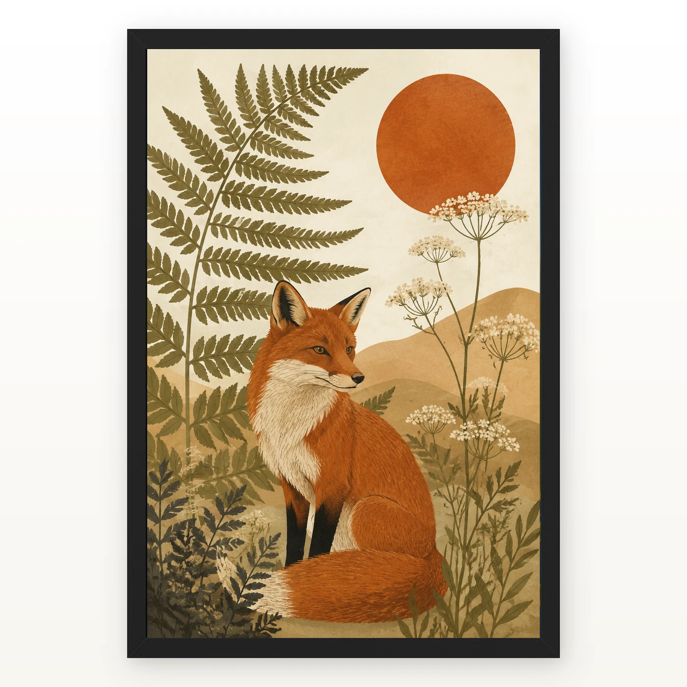 Boho Forest Fox Botanical Earthy Nature Spirit Art Photo Frame