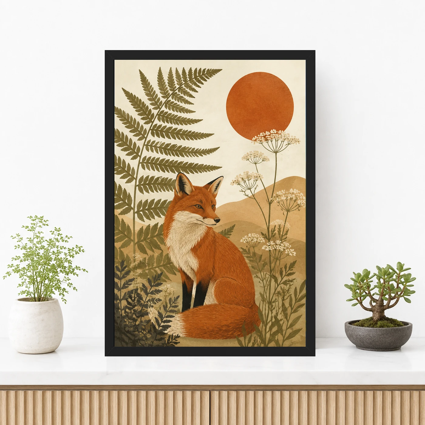 Boho Forest Fox Botanical Earthy Nature Spirit Art Photo Frame, view 3