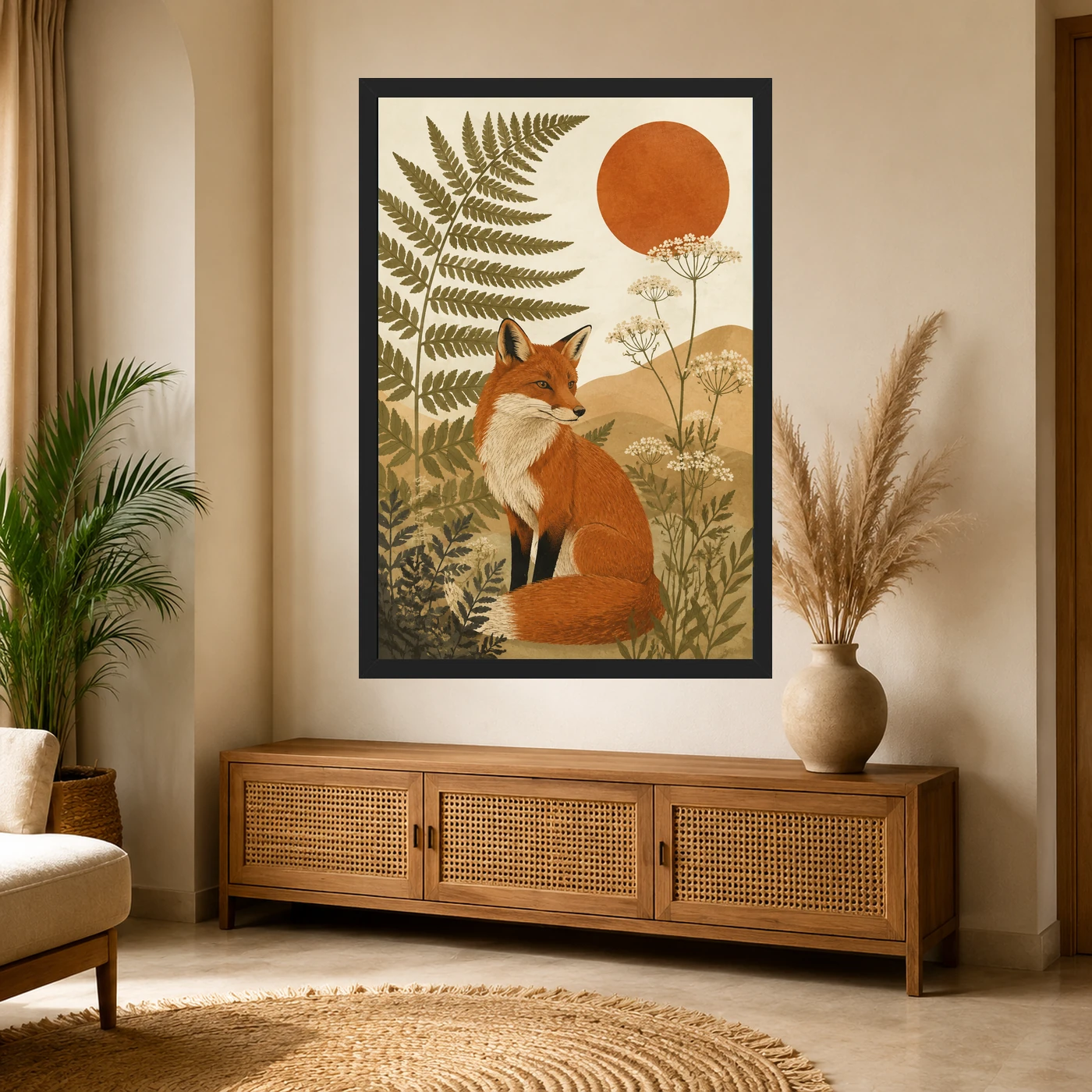Boho Forest Fox Botanical Earthy Nature Spirit Art Photo Frame, view 4