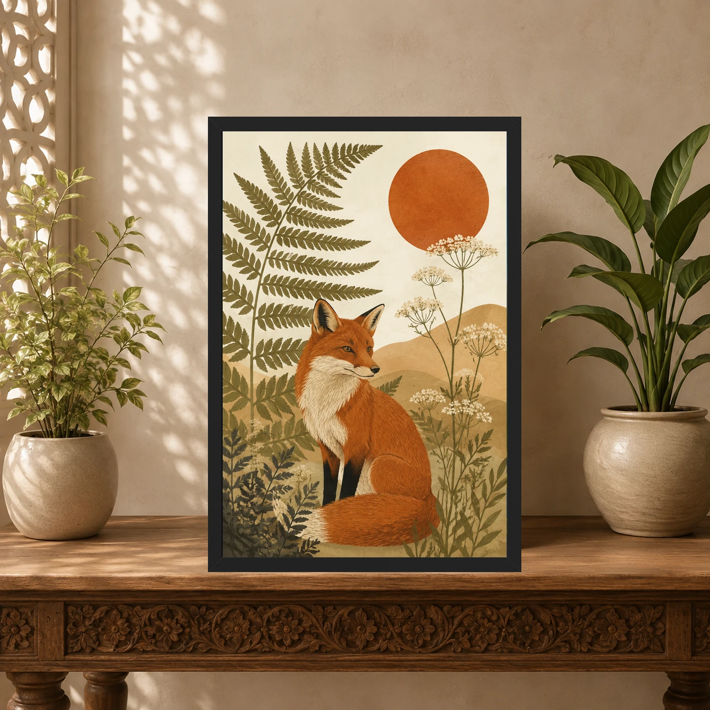 Boho Forest Fox Botanical Earthy Nature Spirit Art Photo Frame, view 5