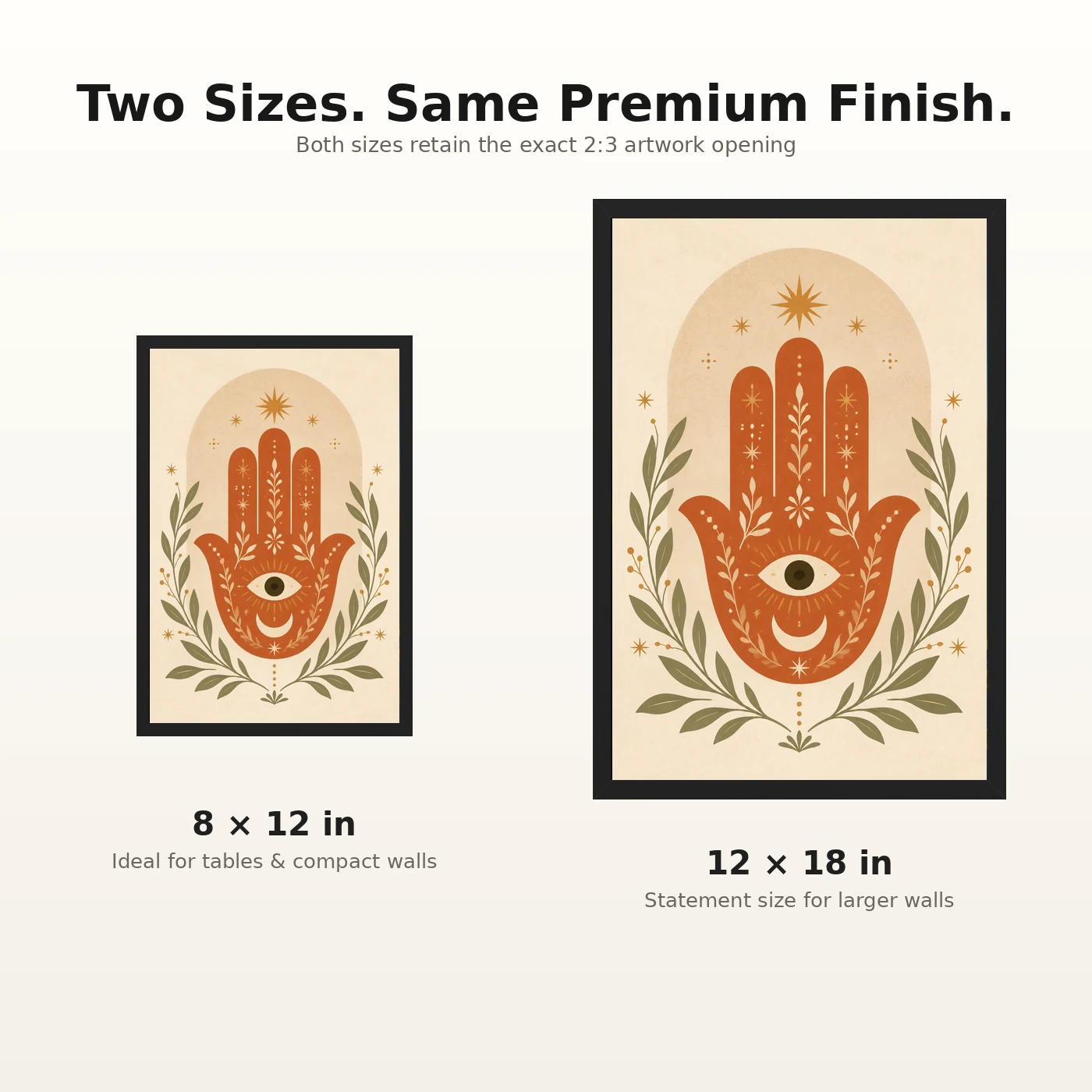 Boho Hamsa Hand Flowers Protection Symbol Soft Art Photo Frame, view 8