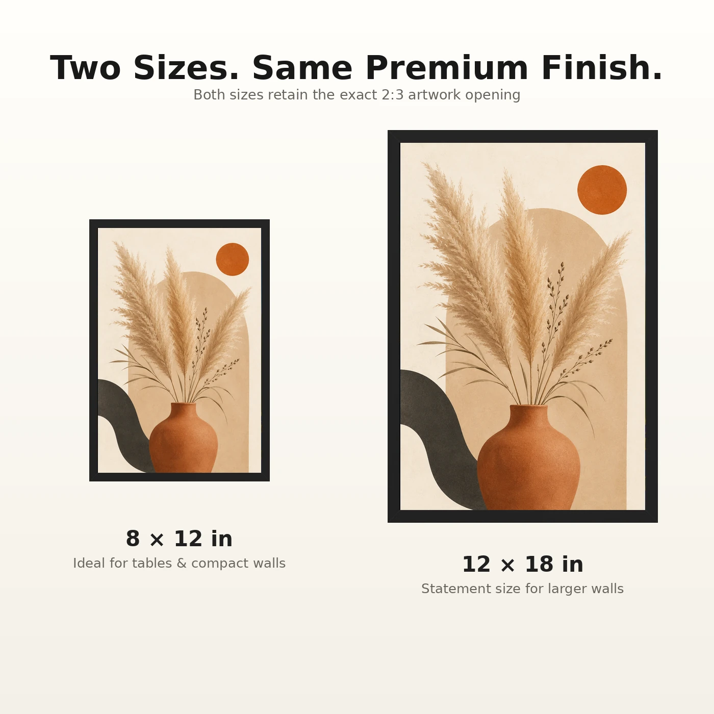 Boho Pampas Grass Dried Flowers Warm Sand Elegant Art Photo Frame, view 8