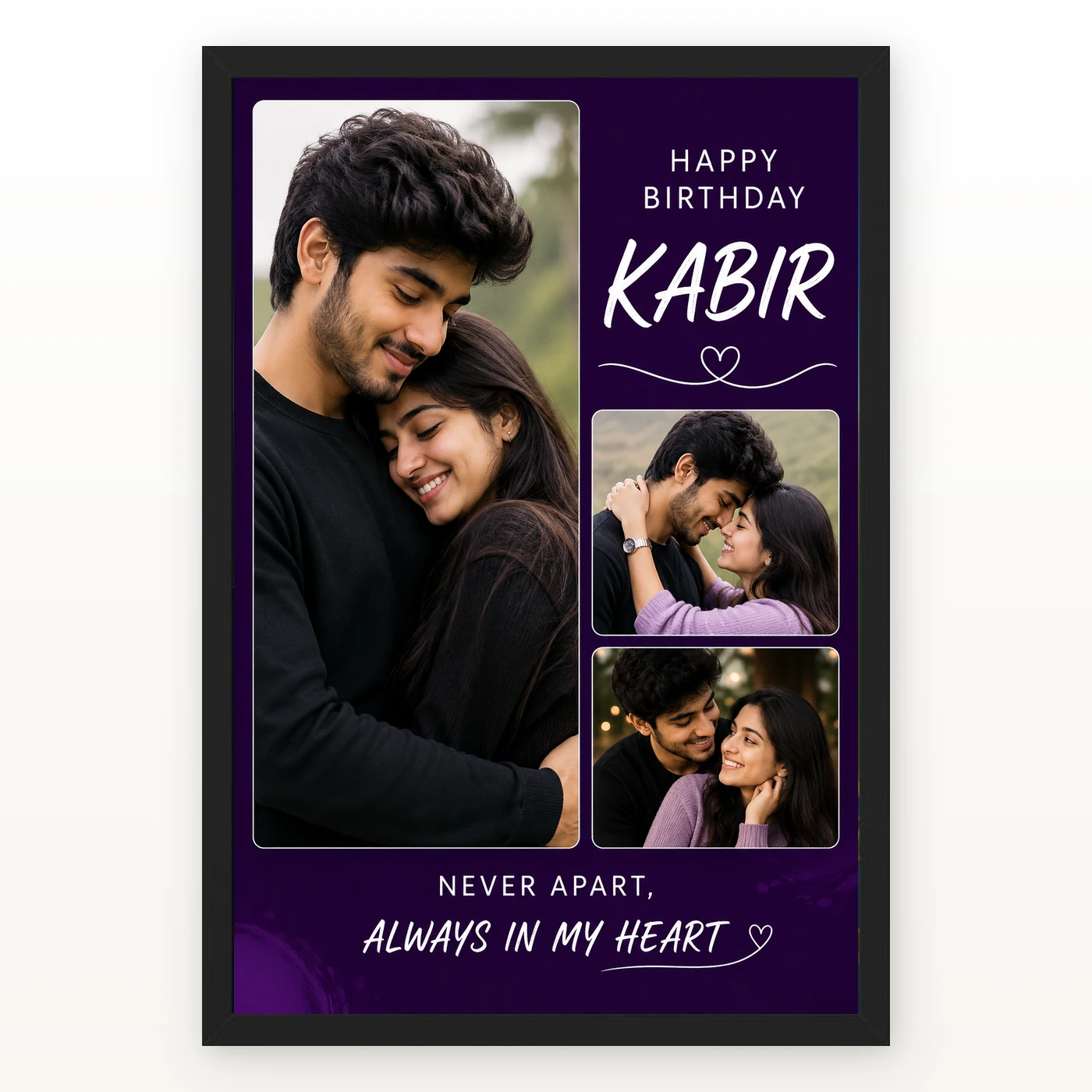 Boyfriend Birthday Photo Frame Large Portrait 3 Photos